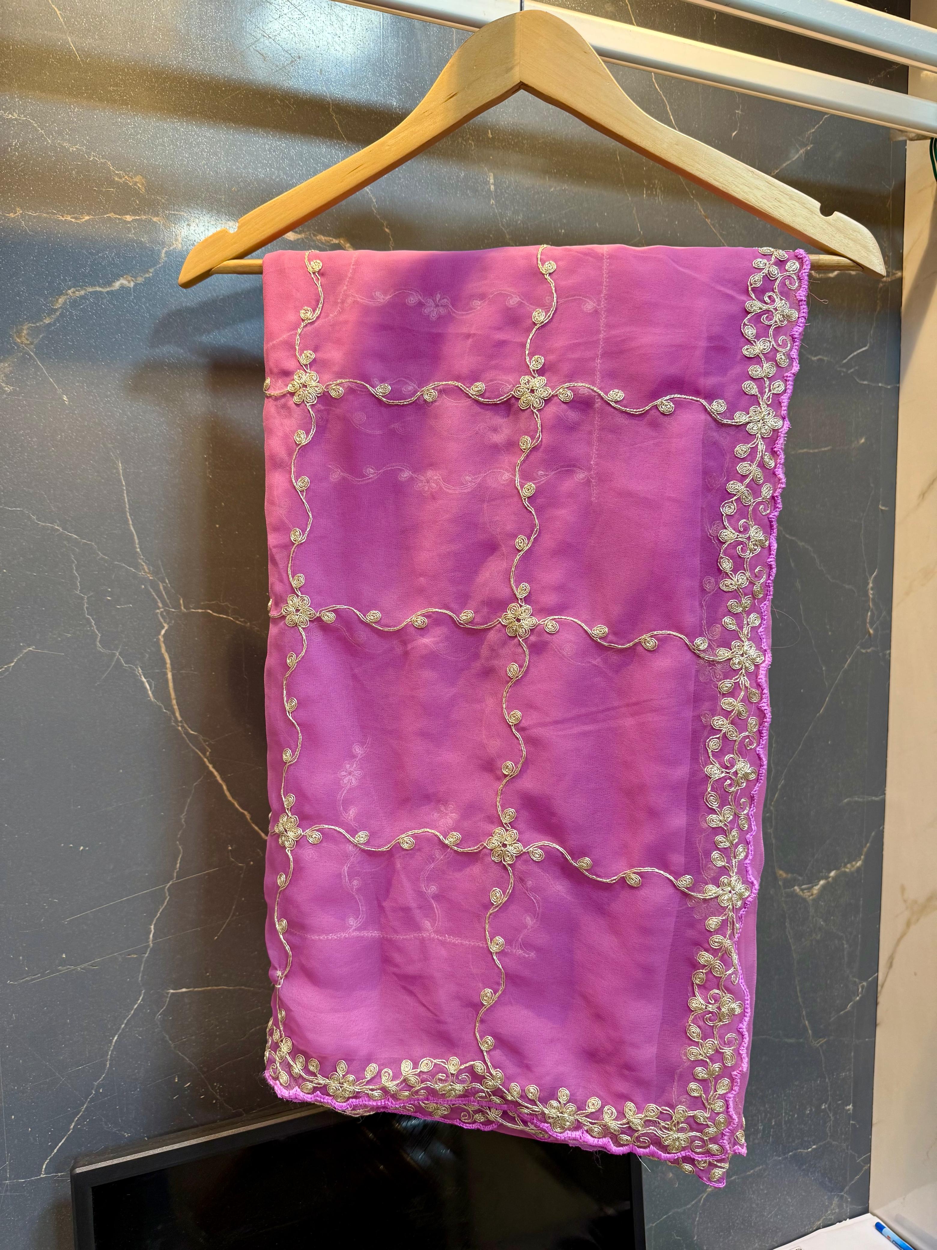 Karwa Chauth Special Georgatte Saree With Pittan Work