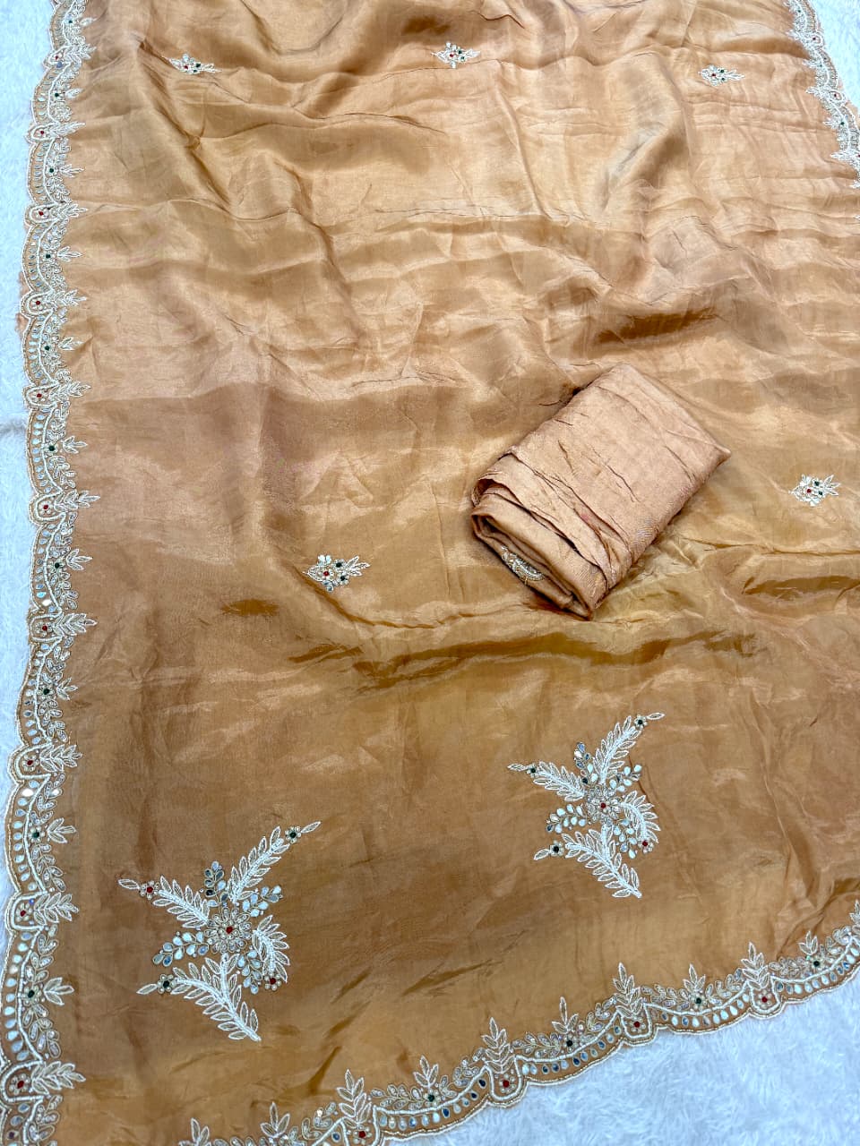 Beautiful H.O Silk Saree With Handwork