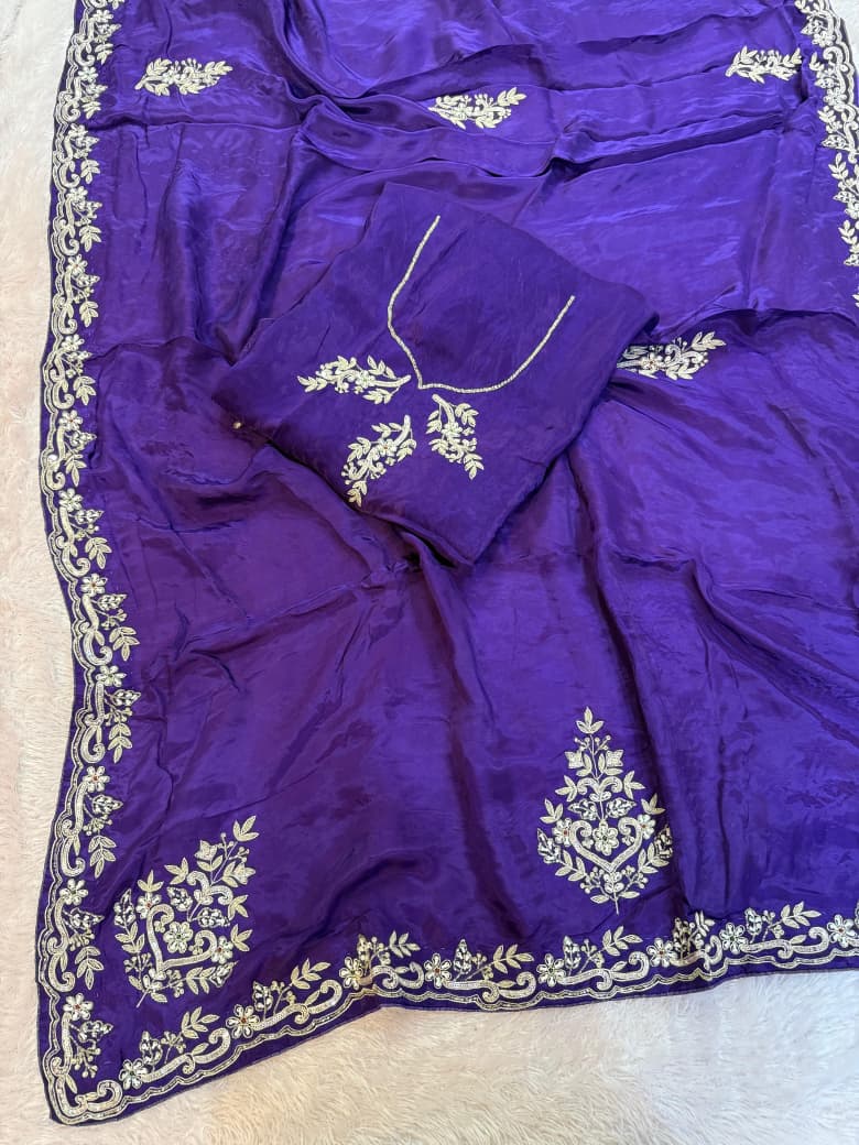Beautiful H.O Silk Saree With Handwork