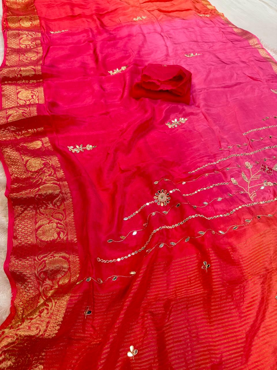 Designer Pure  H O Silk Saree With Handwork