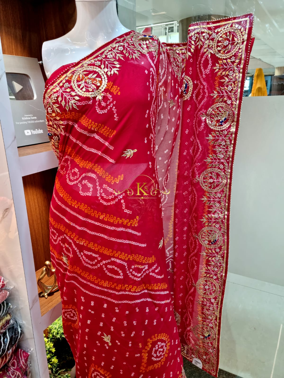 Traditional Pure Ojria Fabric Saree With Hand Gotta Patti Saree And Hand Bandhej