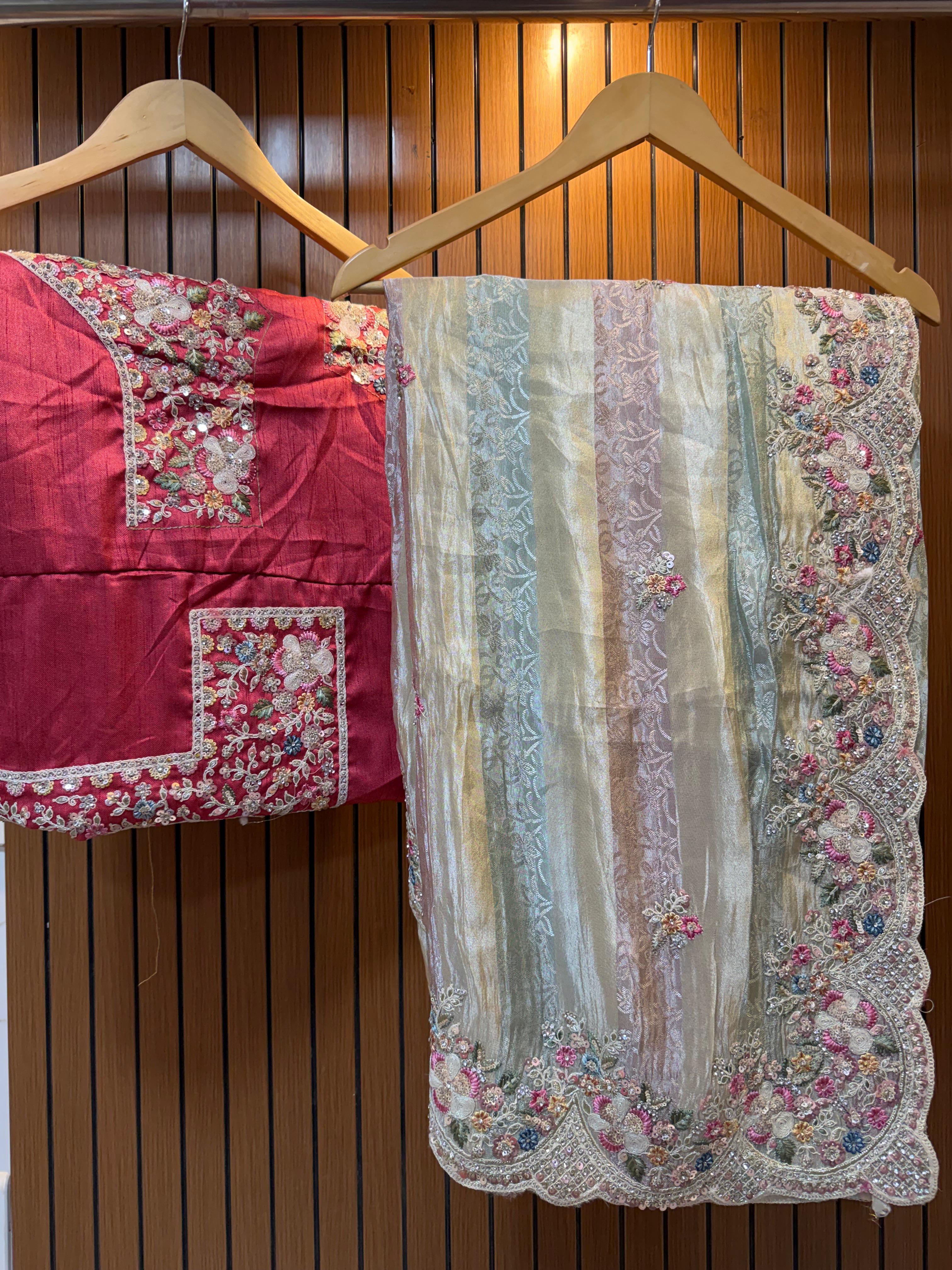 Latest Pure Soft H O Silk Saree With Handwork