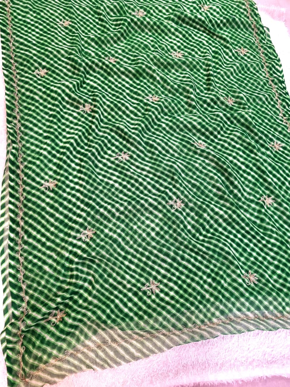 Designer Lehriya Georgette Saree with Golden Work