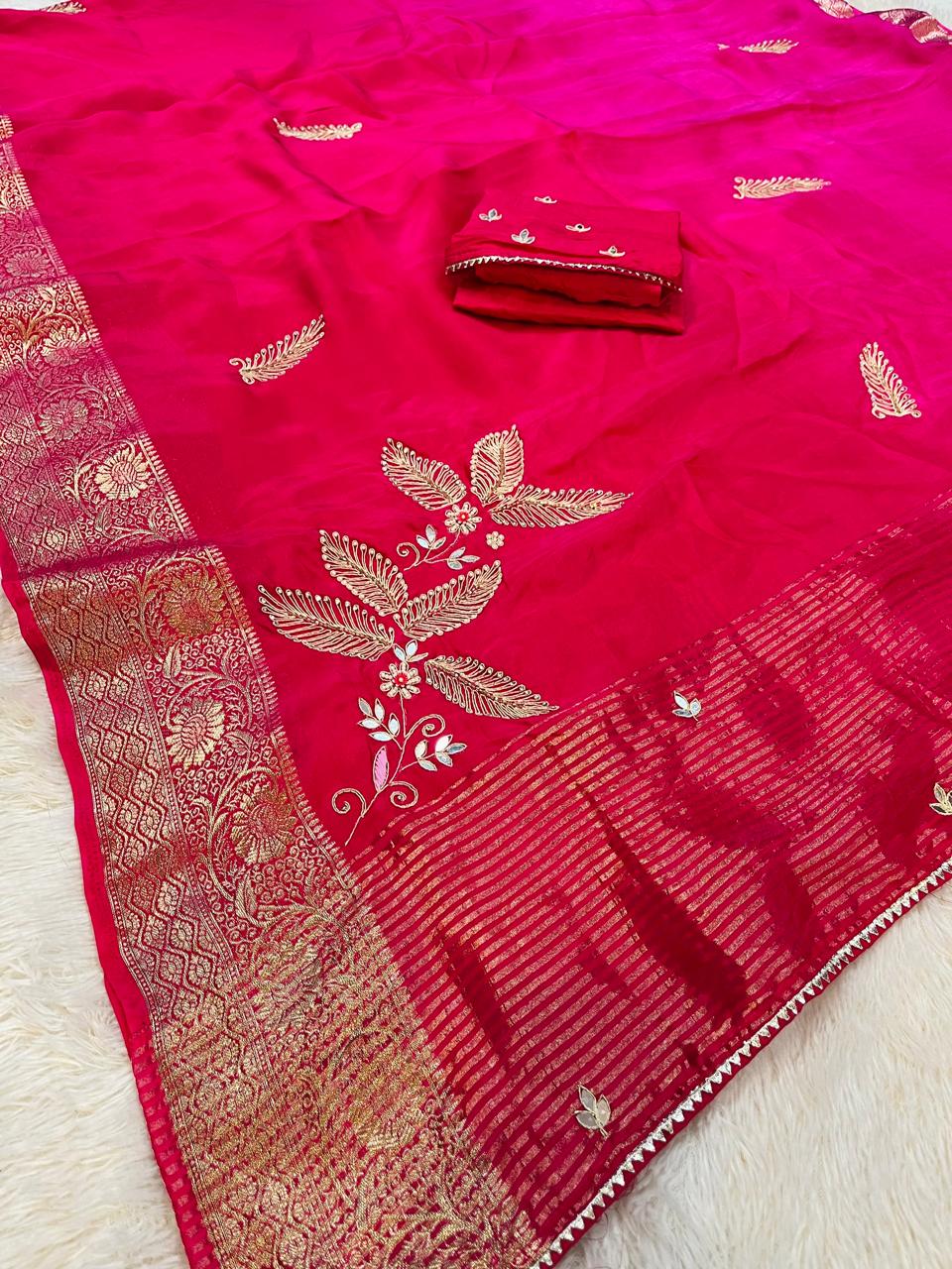 Designer Uppada Silk Saree With Handwork