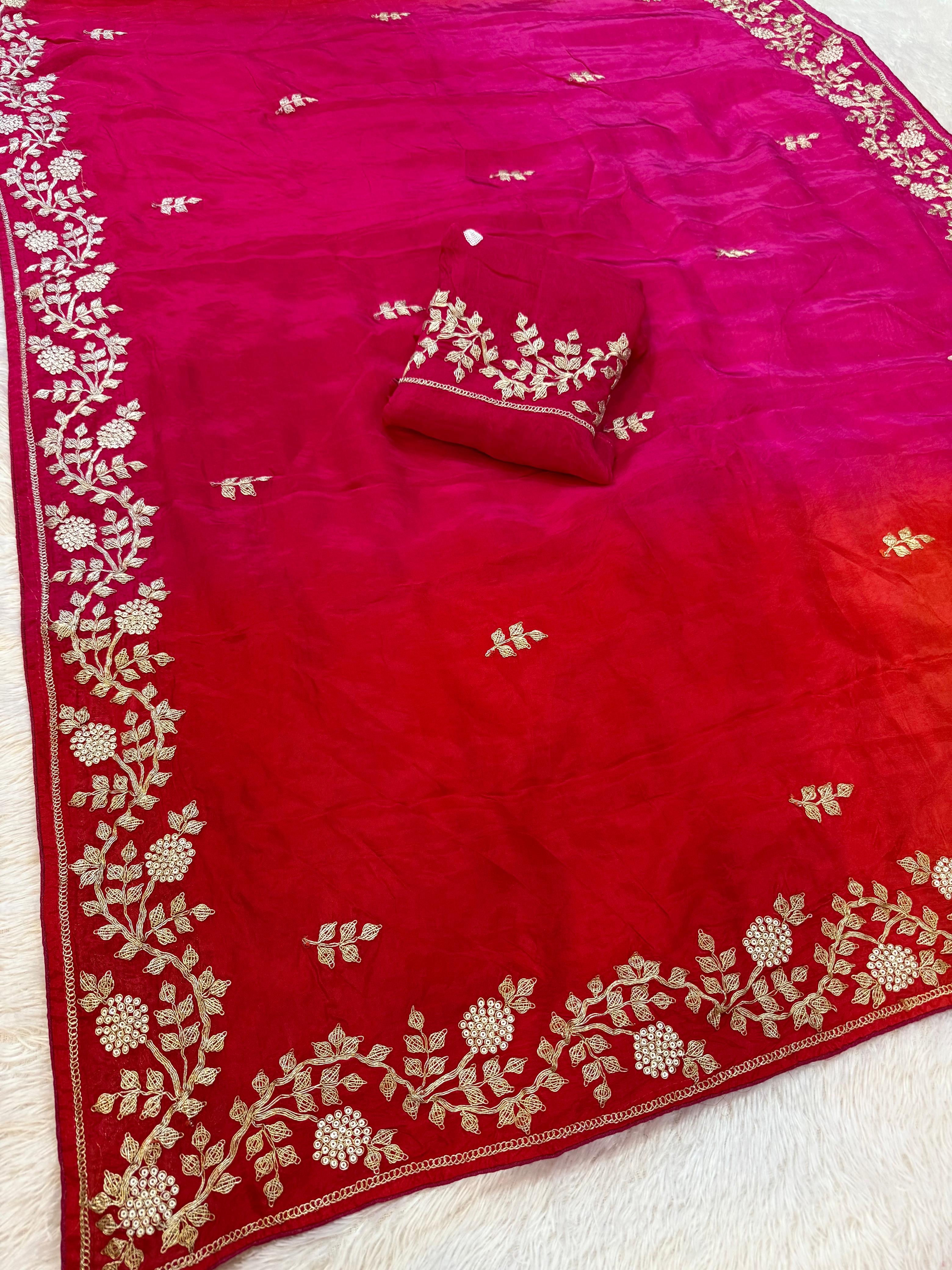 Beautiful Pure H O Silk Saree With Handwork