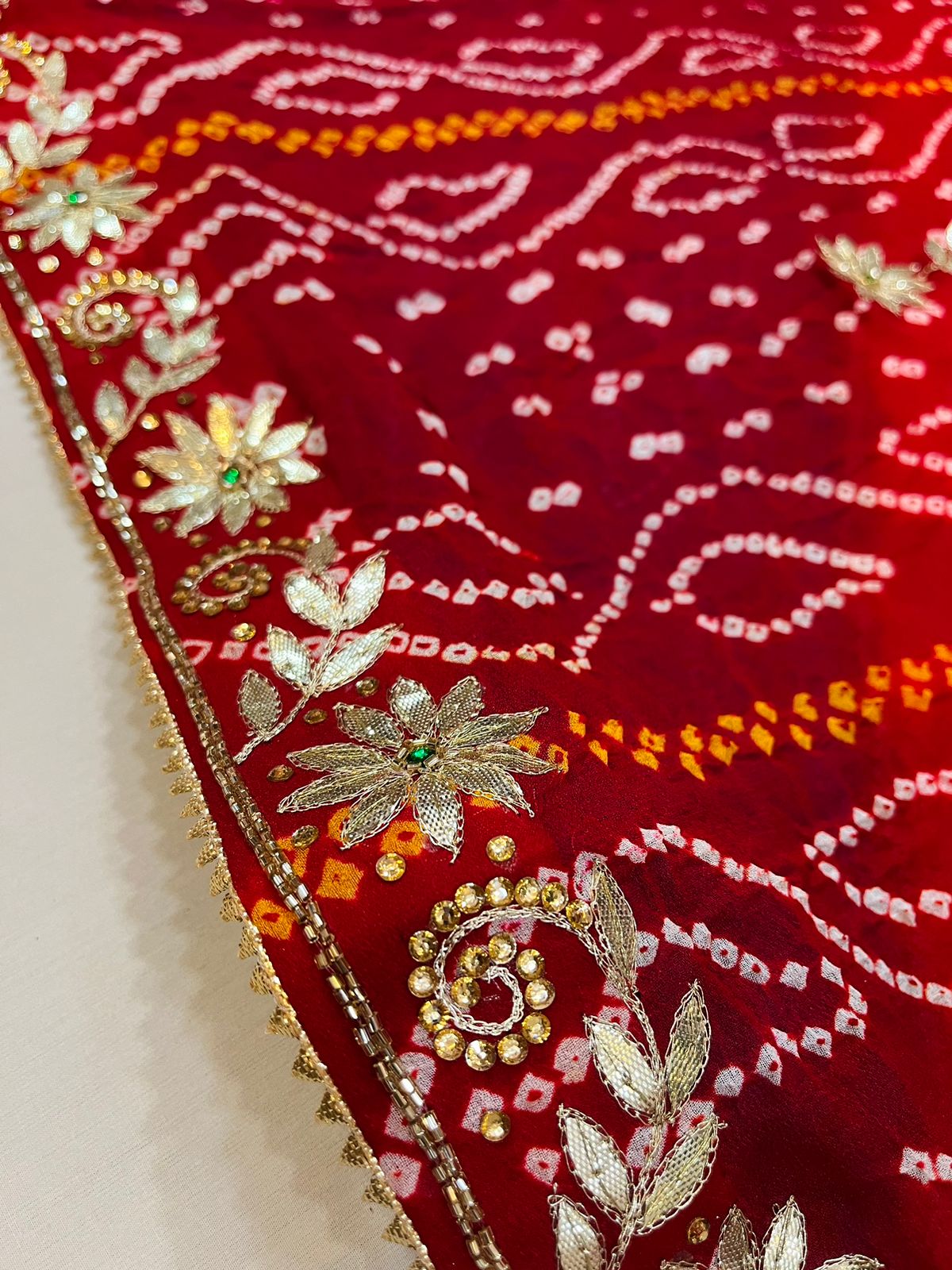 Premium Jodhpuri Chiffon Saree With Handwork X Hand Bandhej