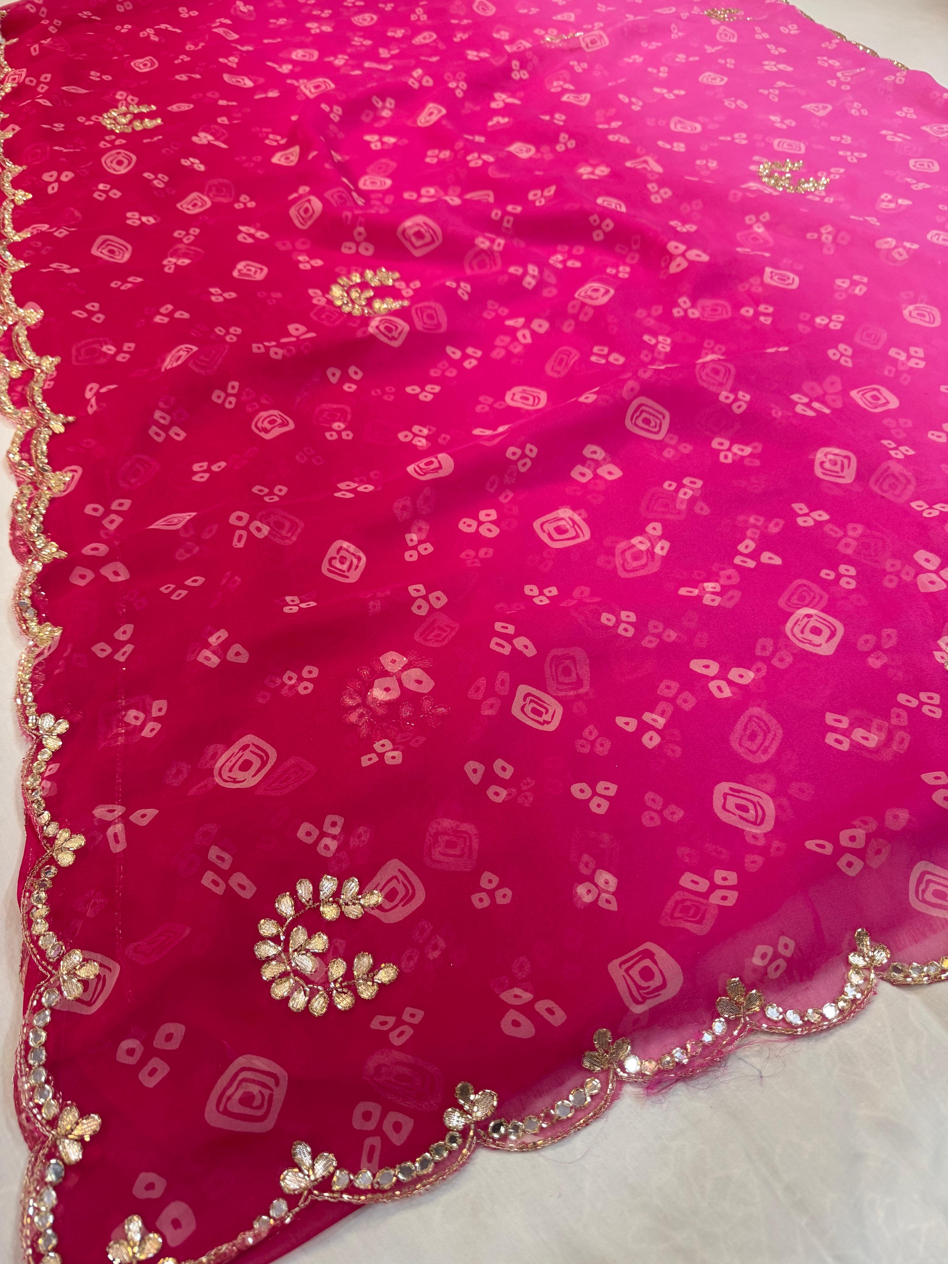 Georgatte Weightless Febric Saree With Handwork