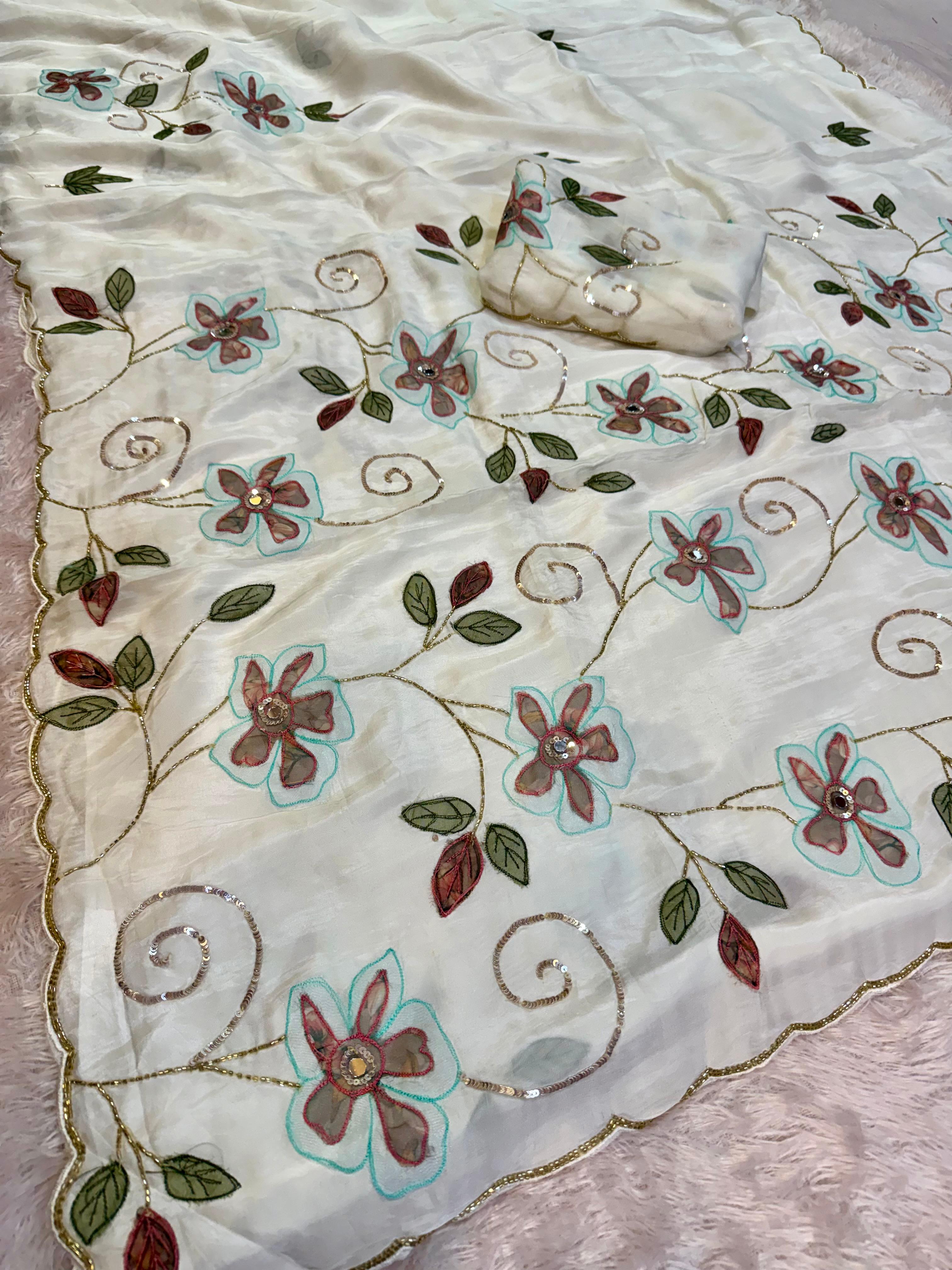 Latest H.O Silk Saree With Handwork