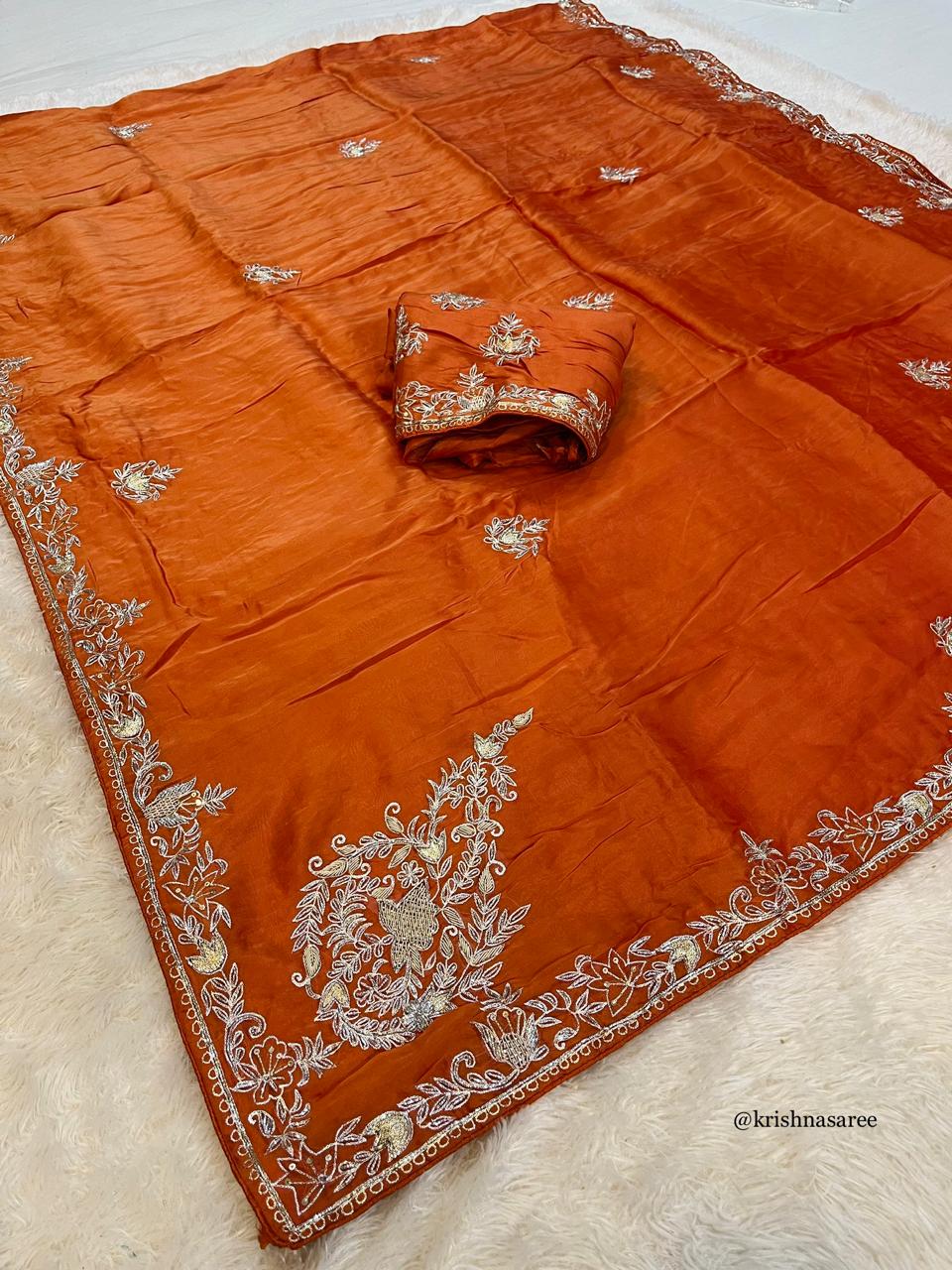 Luxury Pure  HO Silk Saree With Premium Handwork