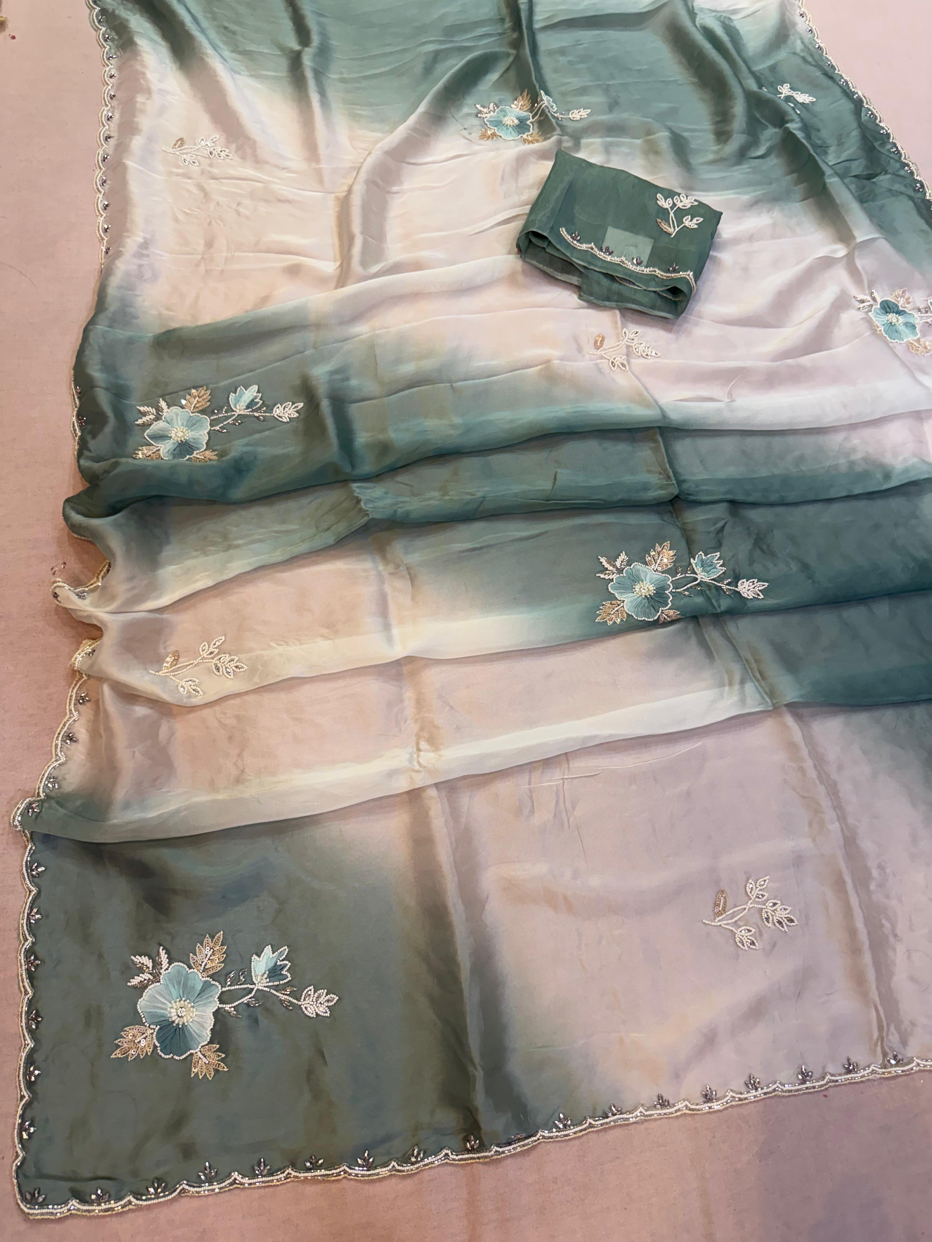 Beautiful Pure H.O Silk Saree With Handwork