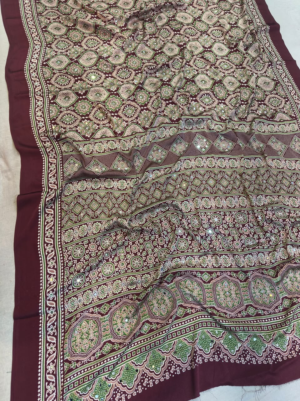 Designer Satin Silk Saree With MIrrorwork