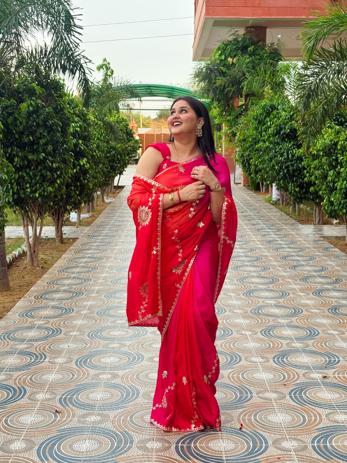 Beautiful Traditional Uppada Silk Saree With Gottapatti Work