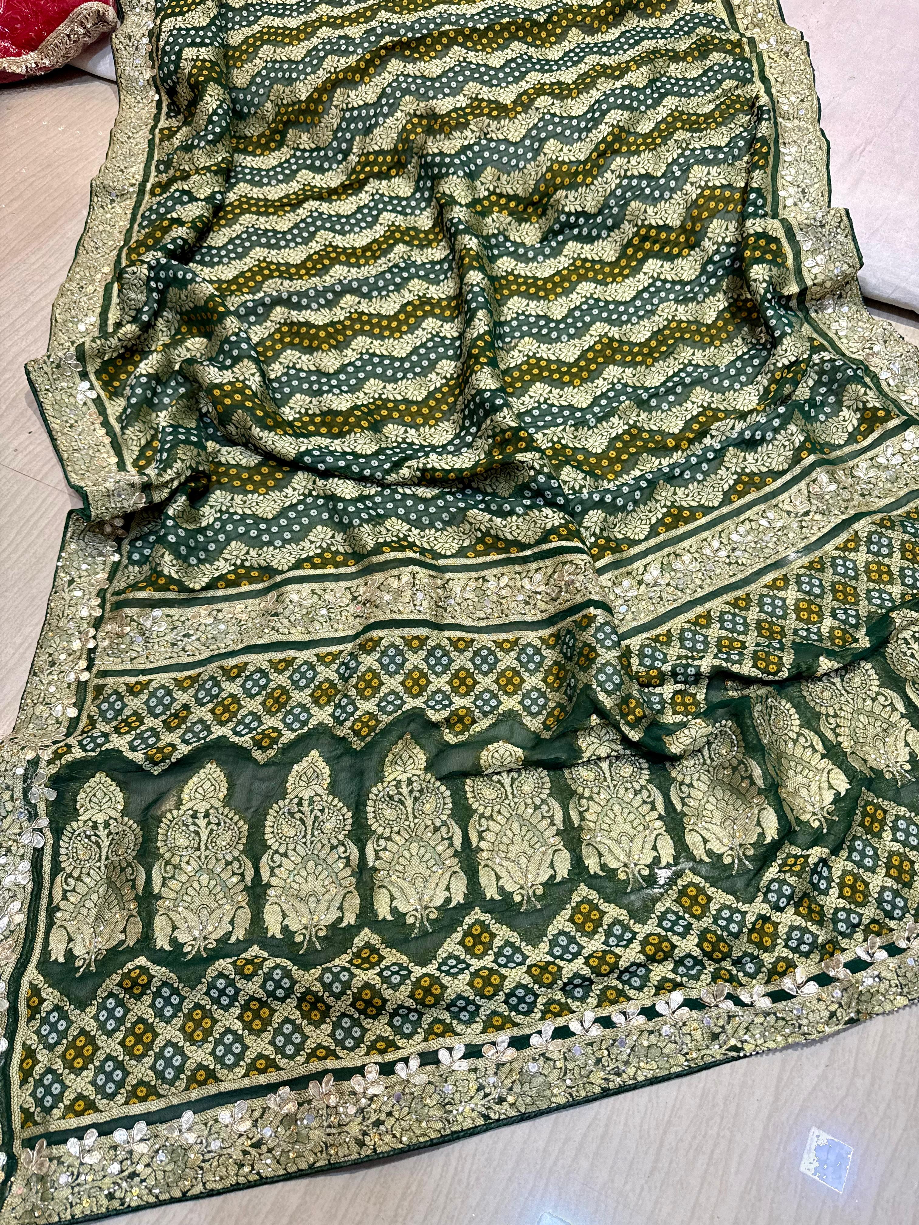Traditional Pure Georgatte Dupatta With Handwork