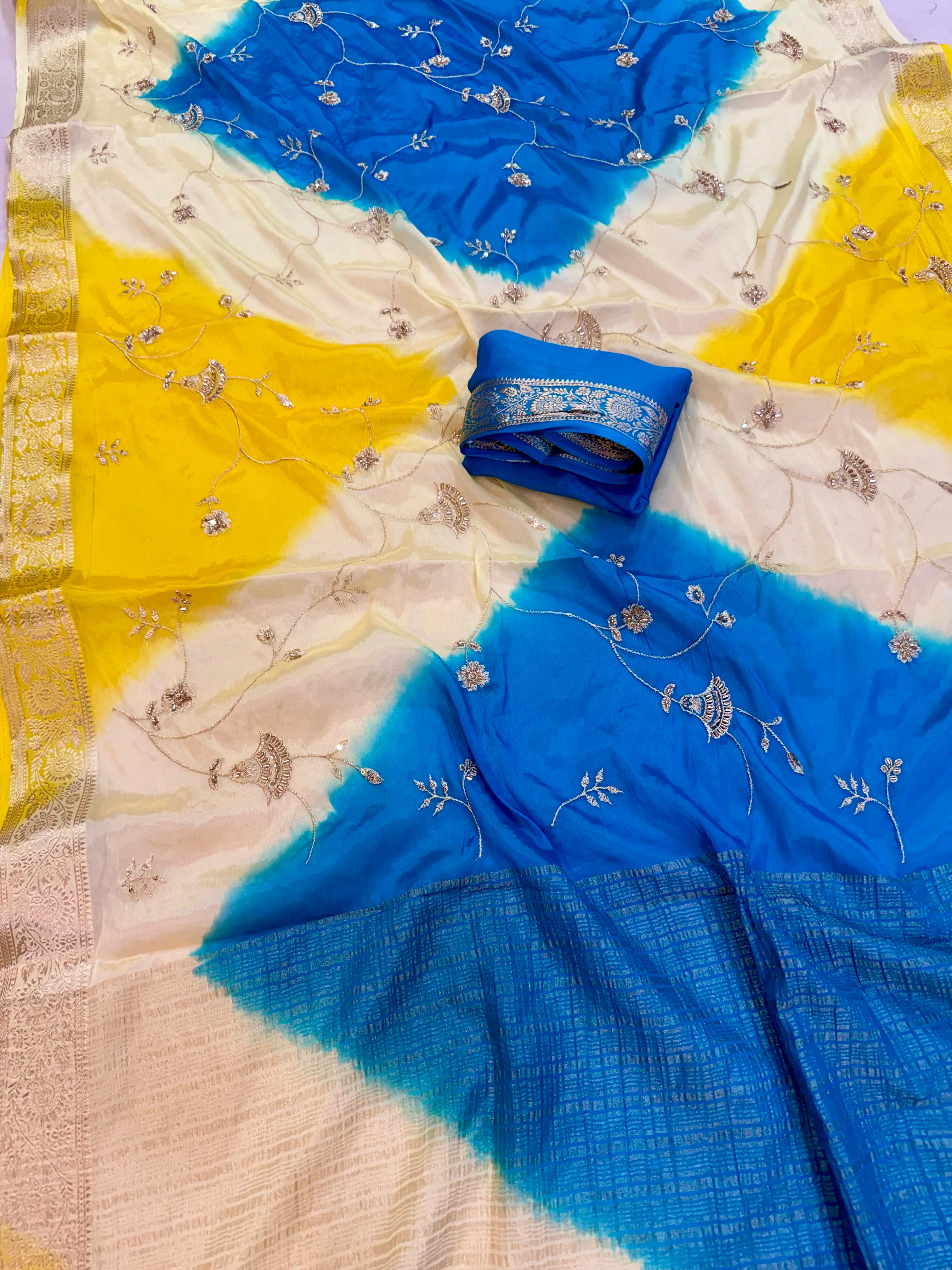 Designer Multi Dye Saree With Sequence Work