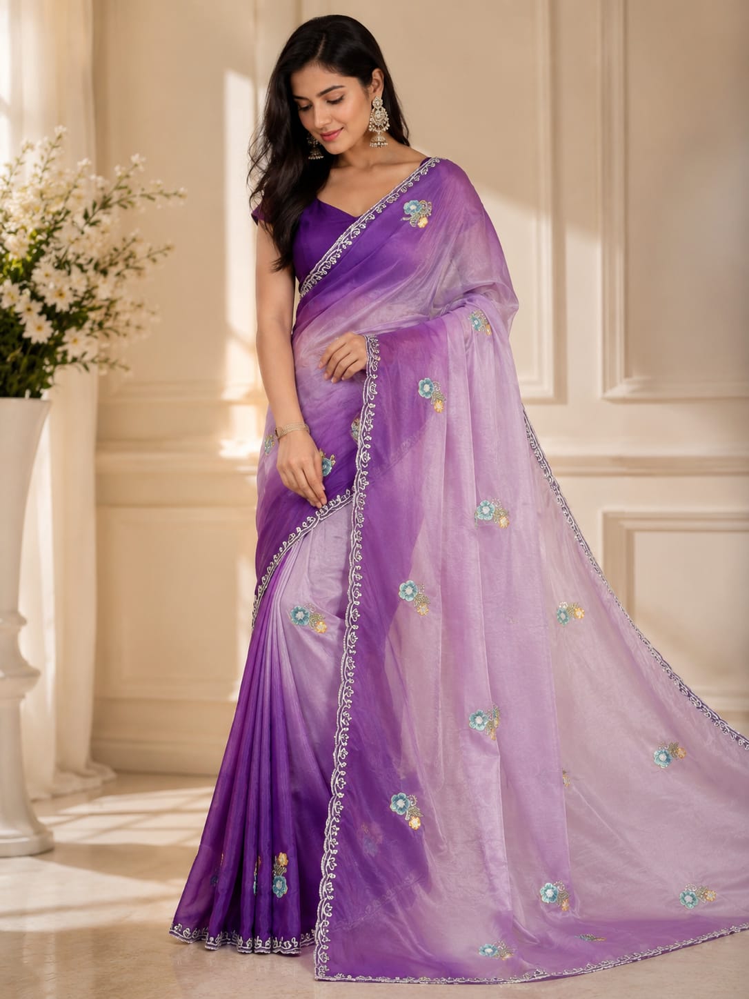 Beautiful Pure H.O Silk Saree With Handwork
