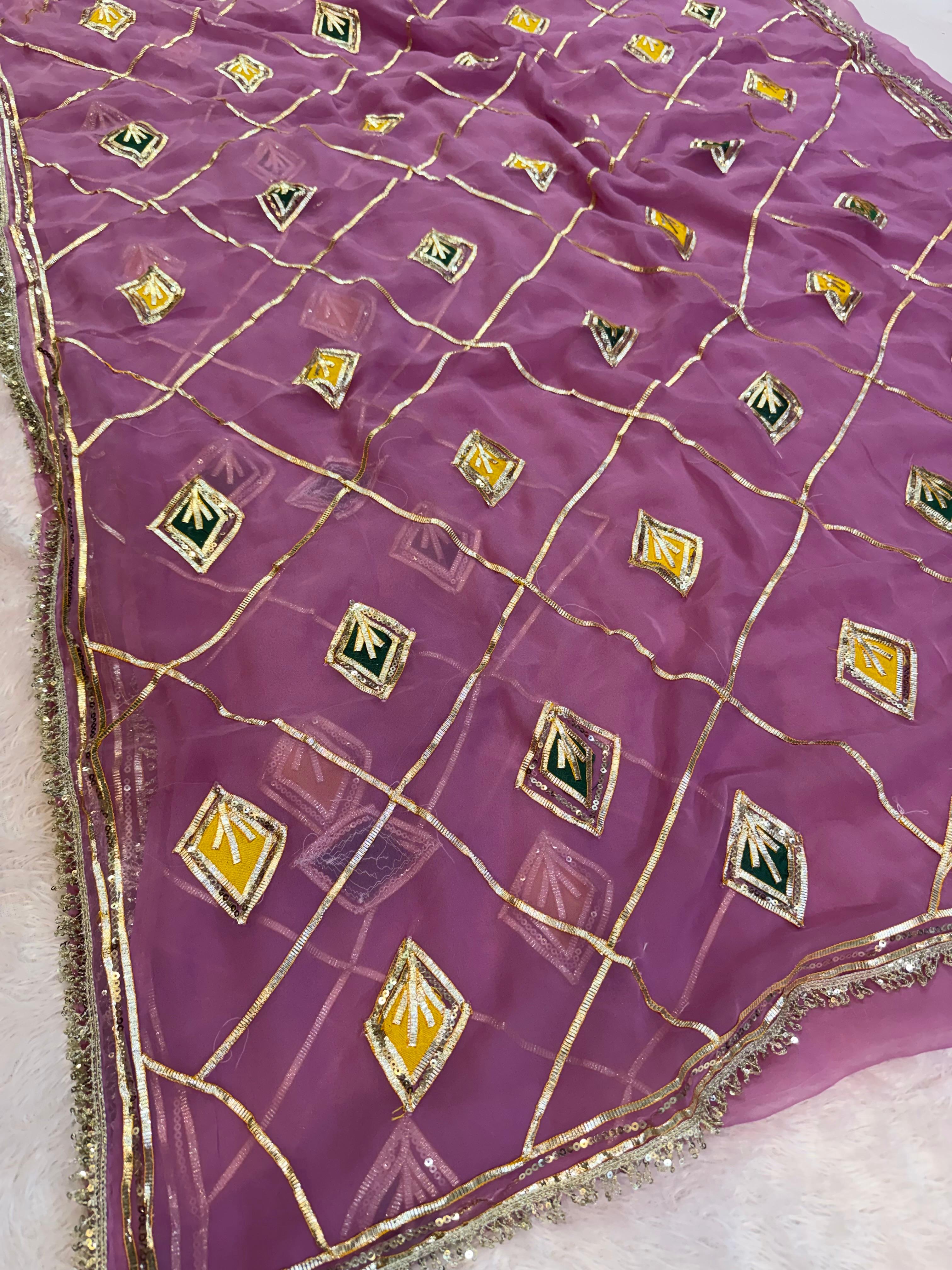 Beautiful Georgette Saree With Gottapatti Work