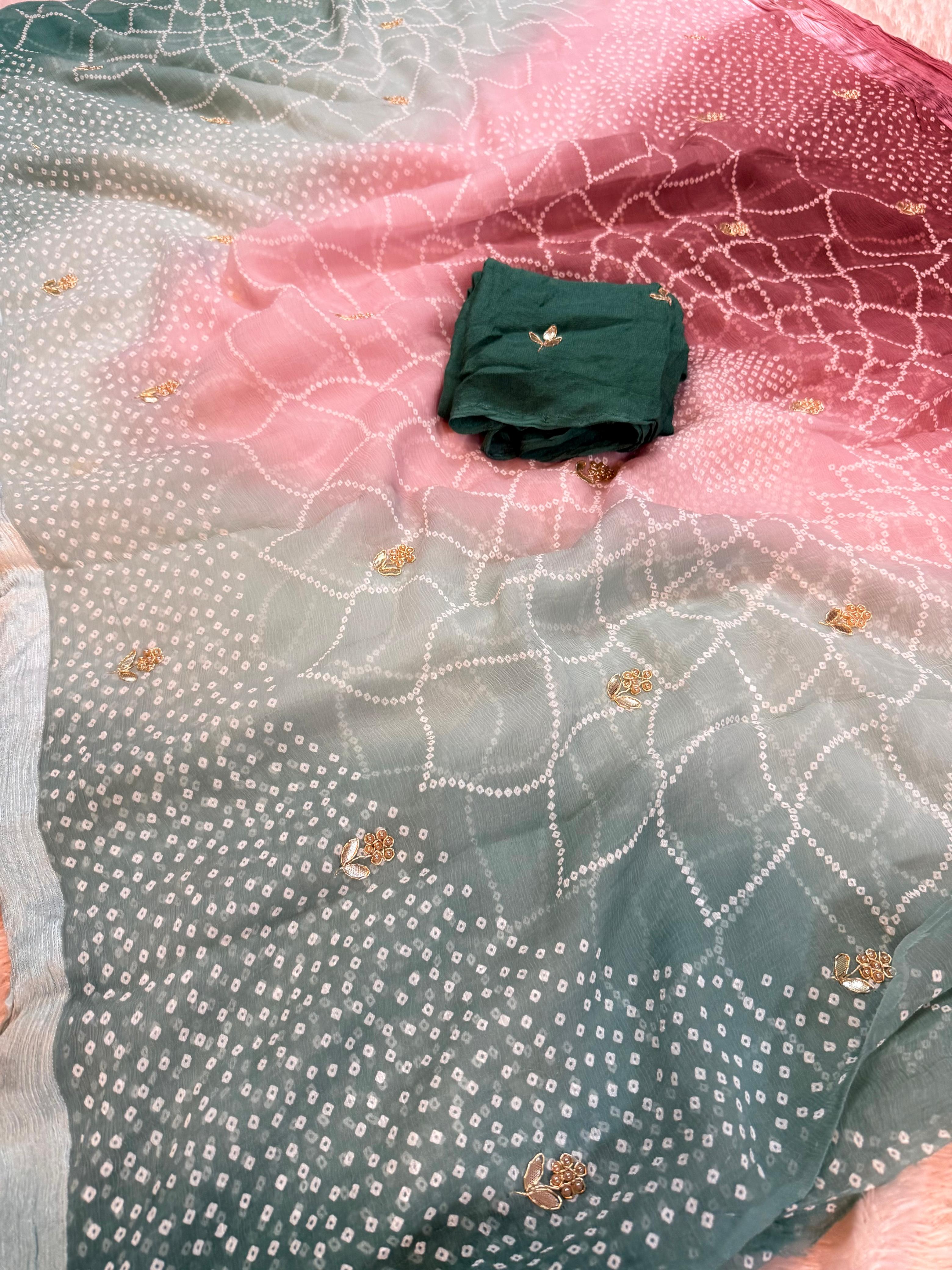 Pure Chiffon Saree With Handwork