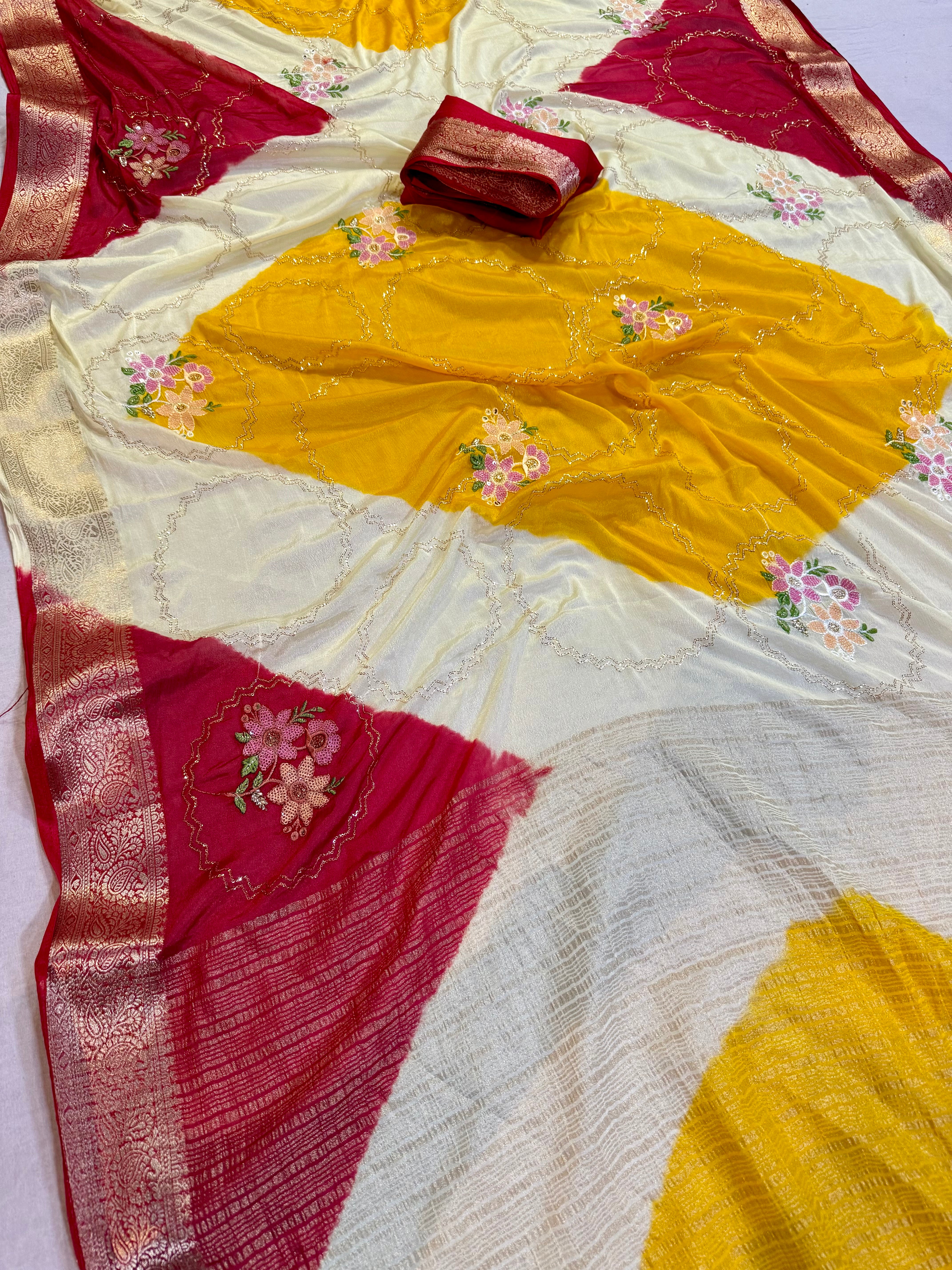 Masoom Special Multi Dye Saree With Sequence Work