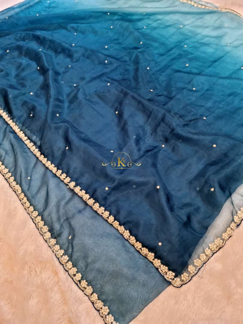 Organza Shaded Saree With Unstitch Running Blouse
