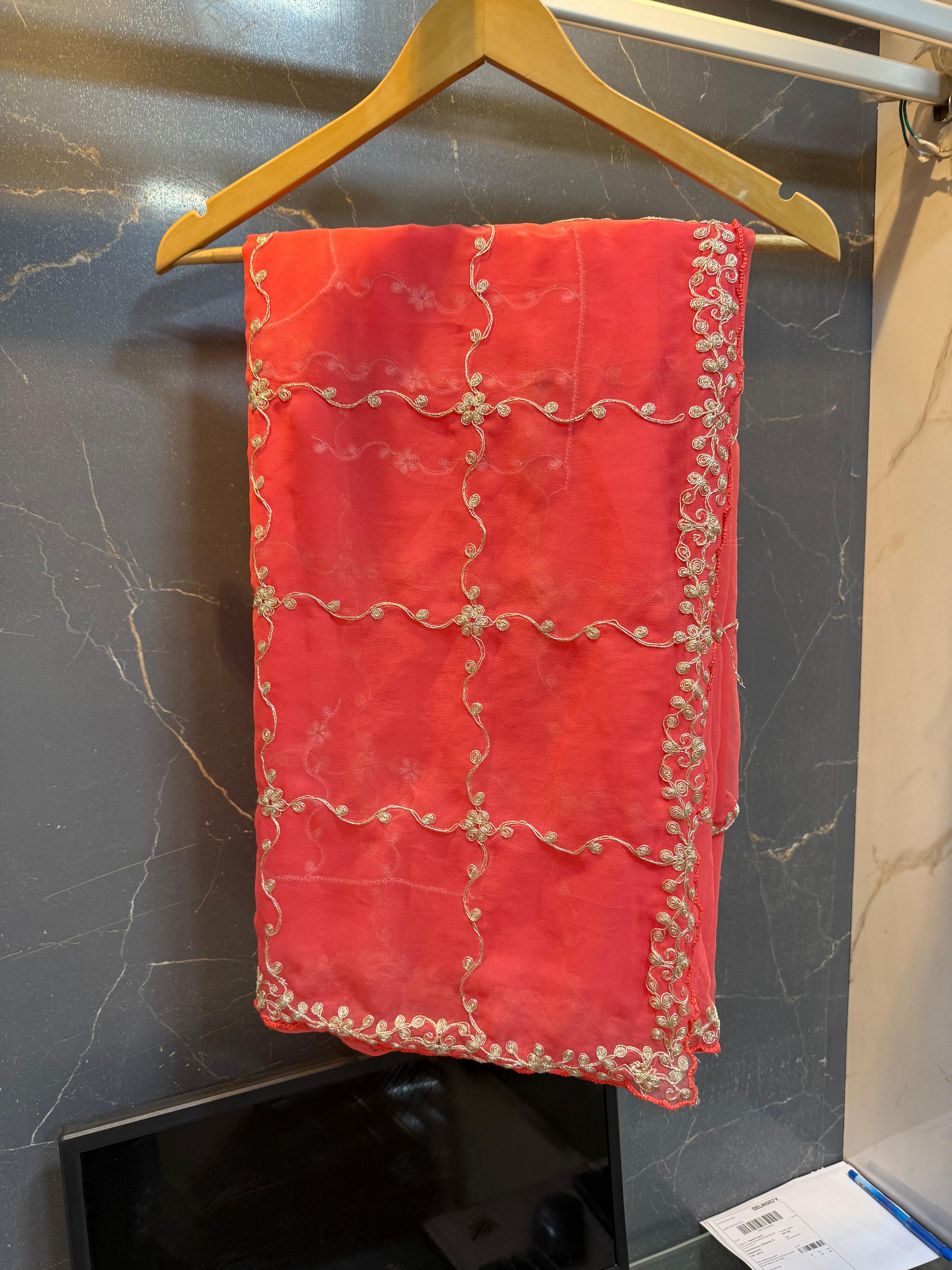 Karwa Chauth Special Georgatte Saree With Pittan Work