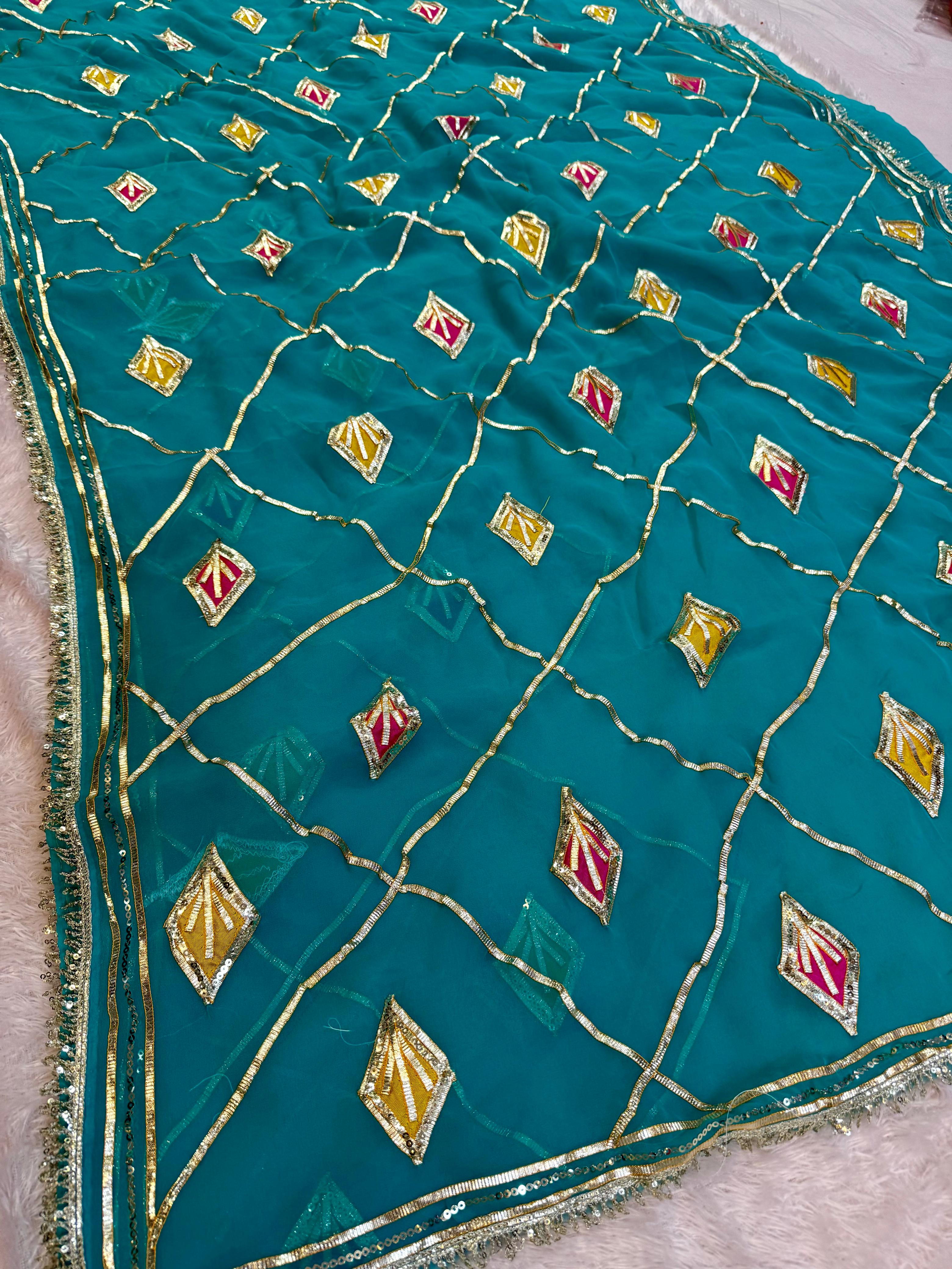 Beautiful Georgette Saree With Gottapatti Work