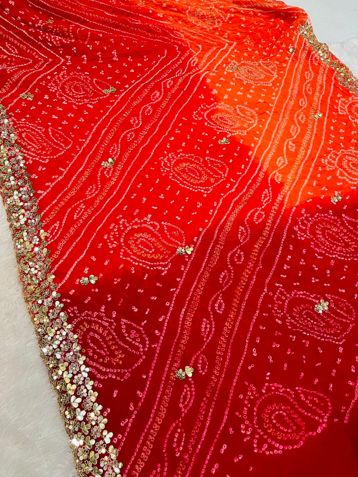 Traditional Pure Ojariya Chiffon Saree With Handwork