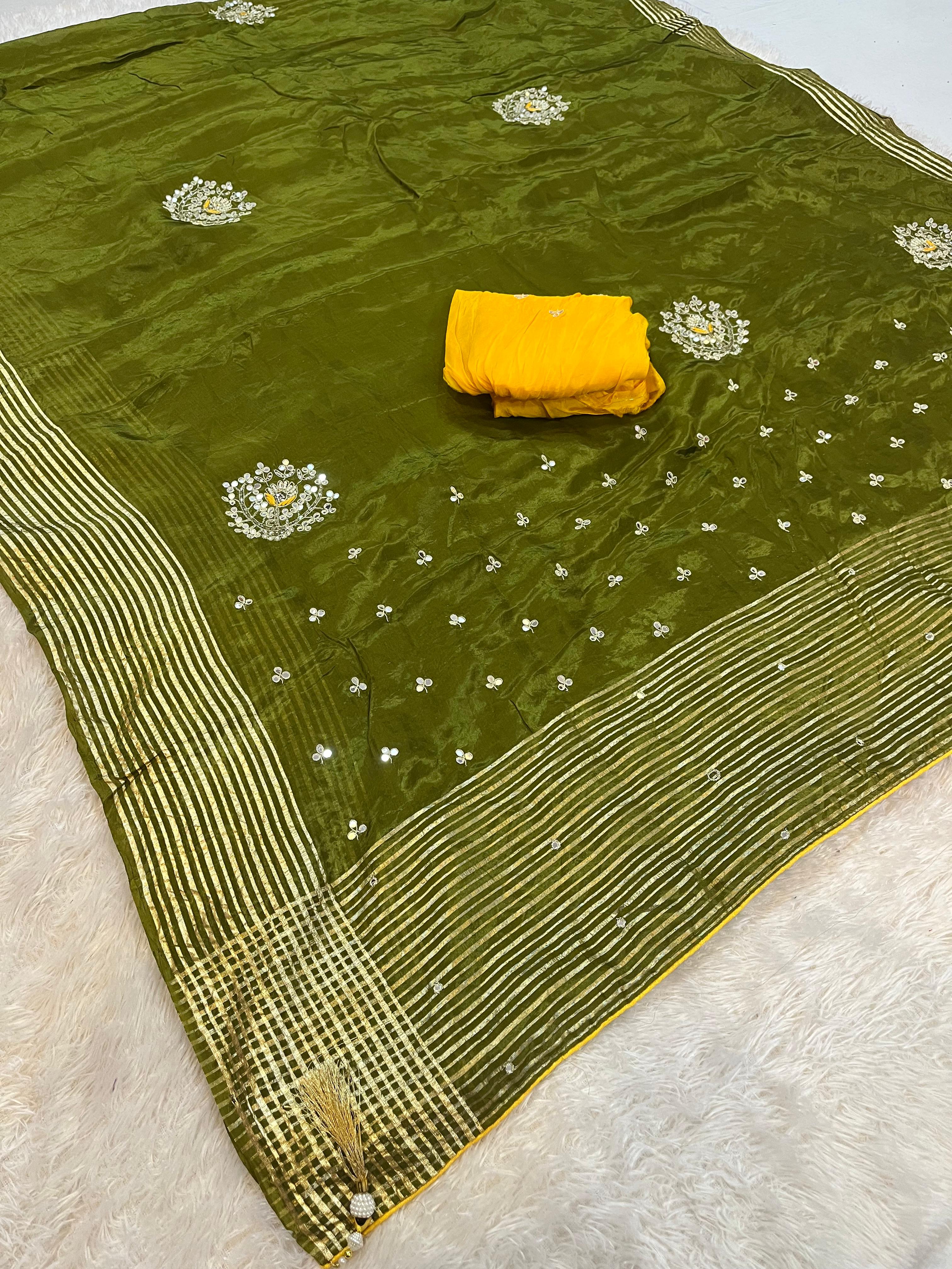 Designer Pure H O Silk Saree With Handwork