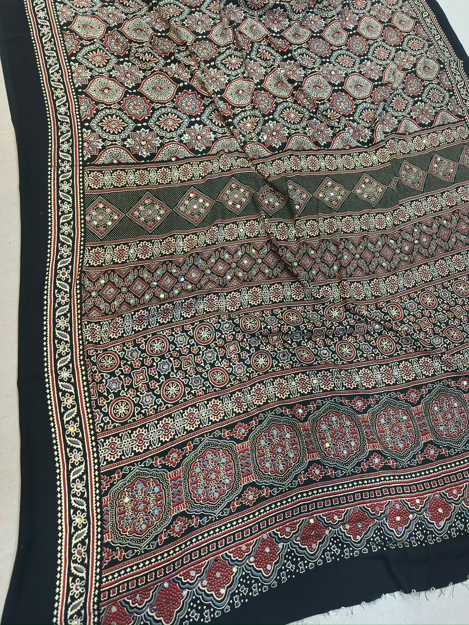 Designer Satin Silk Saree With MIrrorwork
