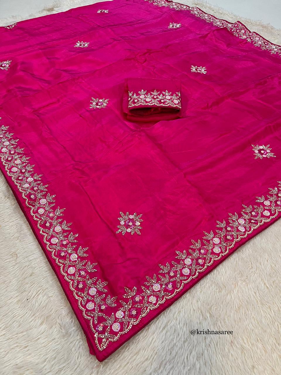 Designer Uppada Silk Saree With Handwork