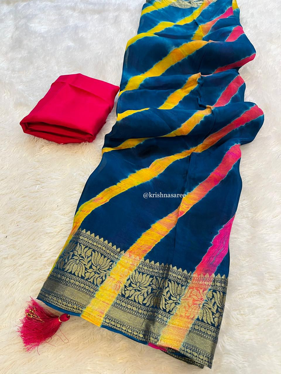 Beautiful Pure H.O. Silk Hand Lahriya Saree