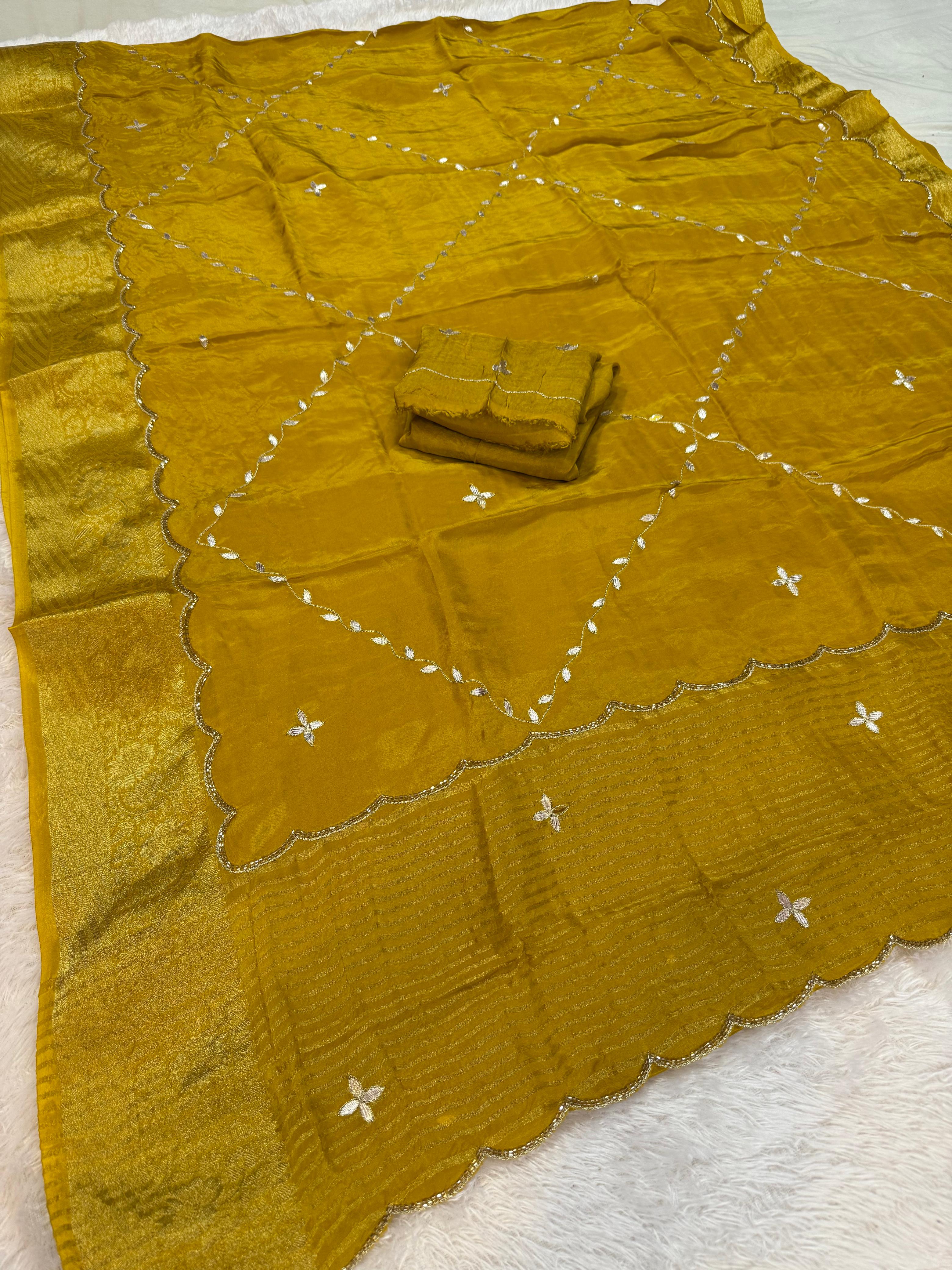 Beautiful H O Silk Saree With Kasab x Gottapatti Work