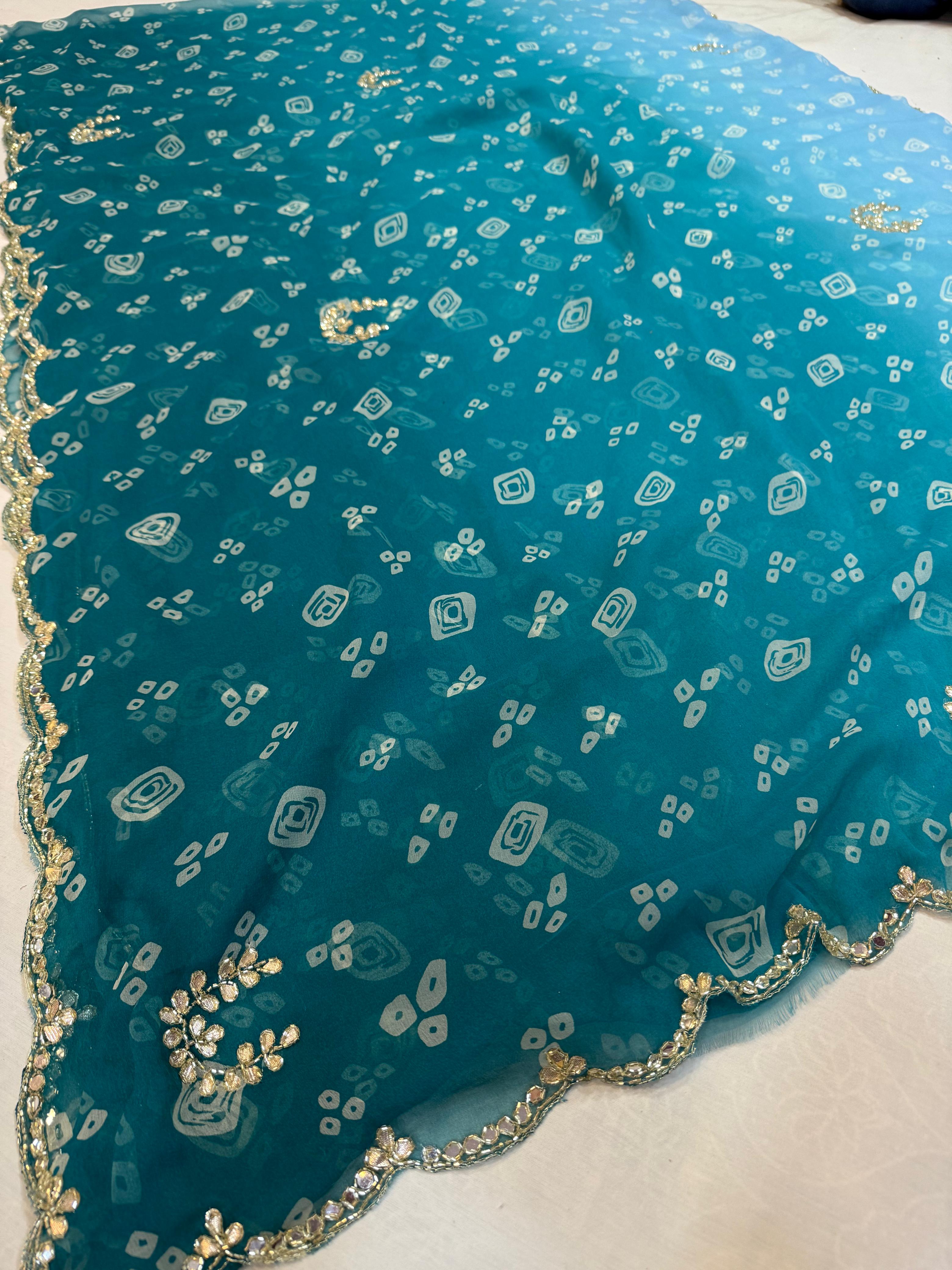 Georgatte Weightless Febric Saree With Handwork