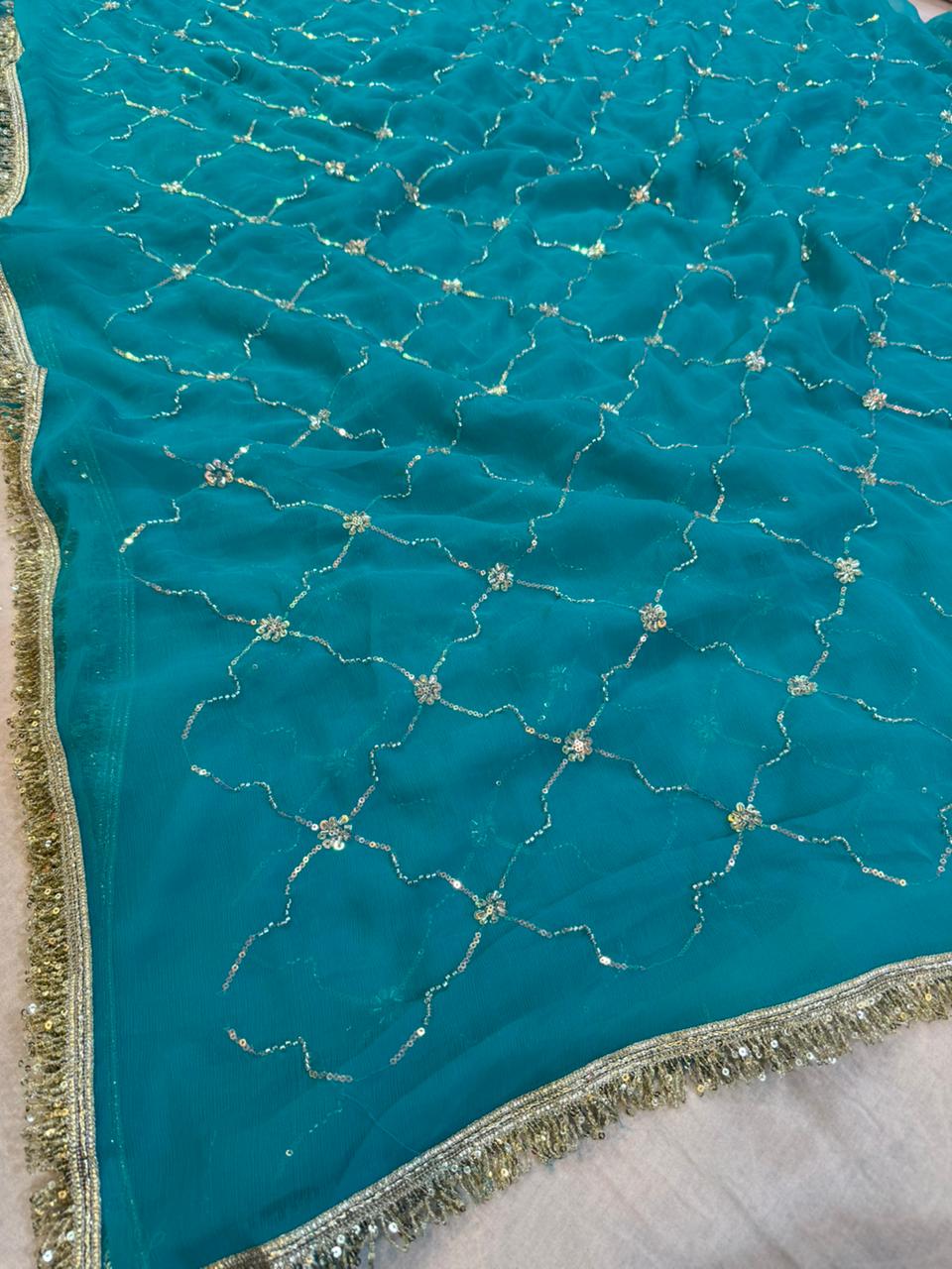 Beautiful Wari Chiffon Saree With Handwork