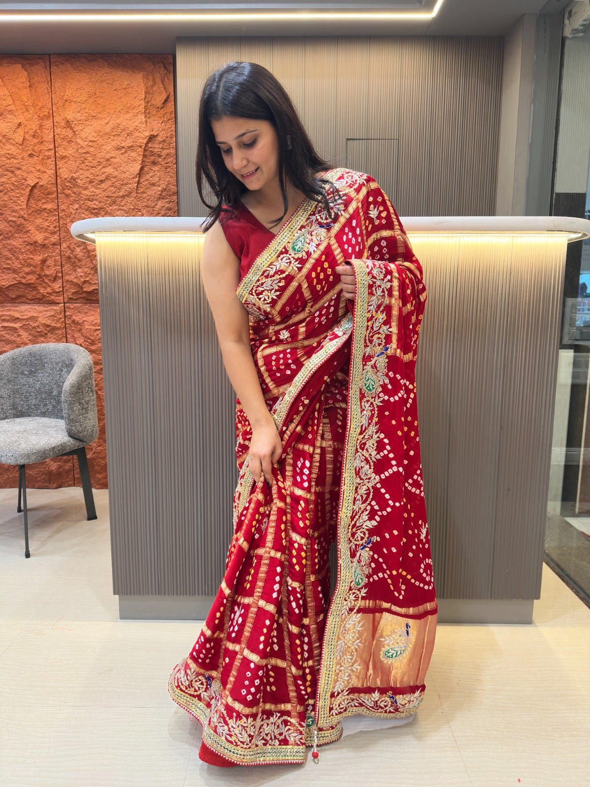 Luxury Traditional Pure Gajji Silk Saree With Handwork