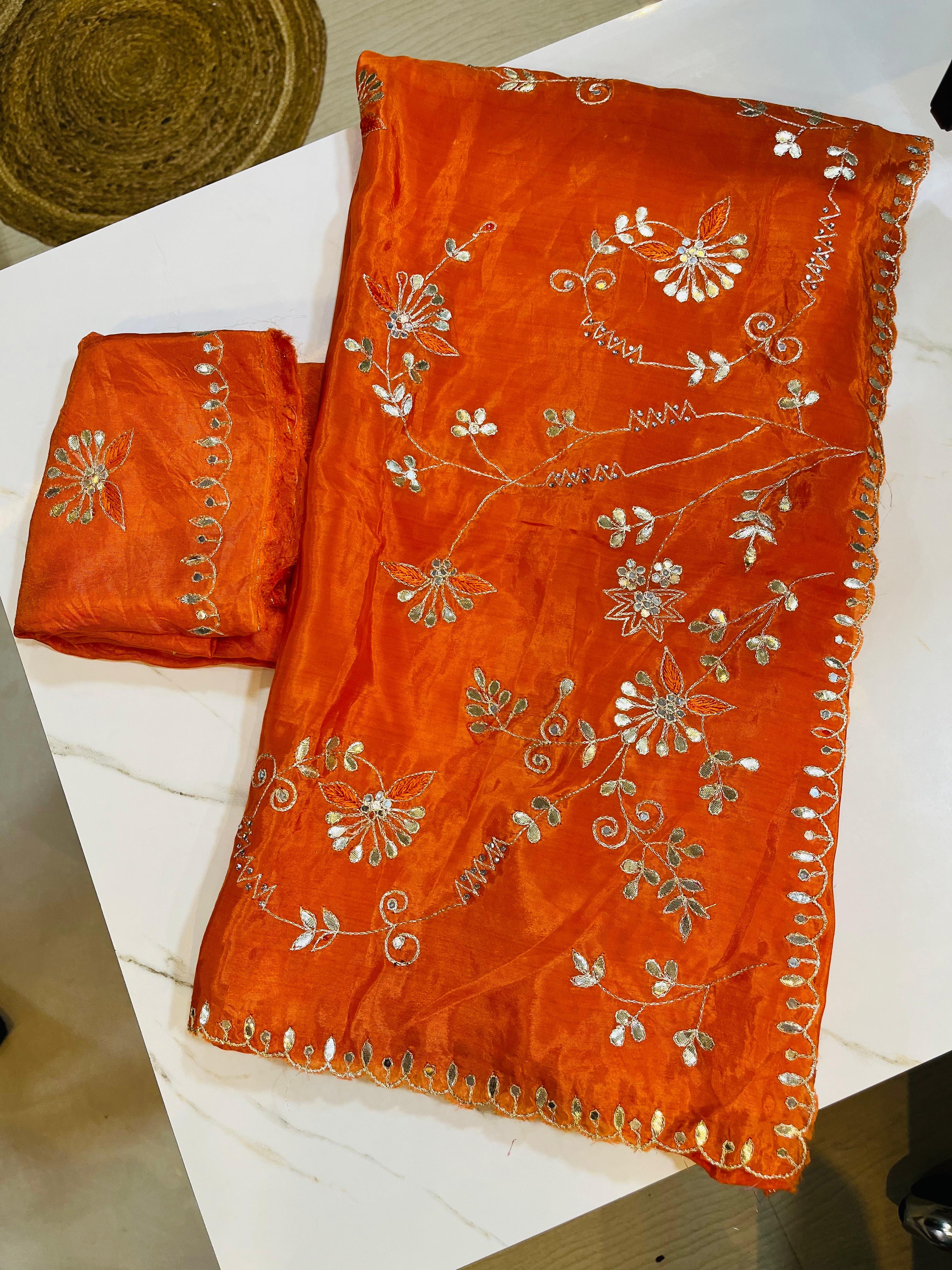 Beautiful H O Silk Saree With Gottapati Work