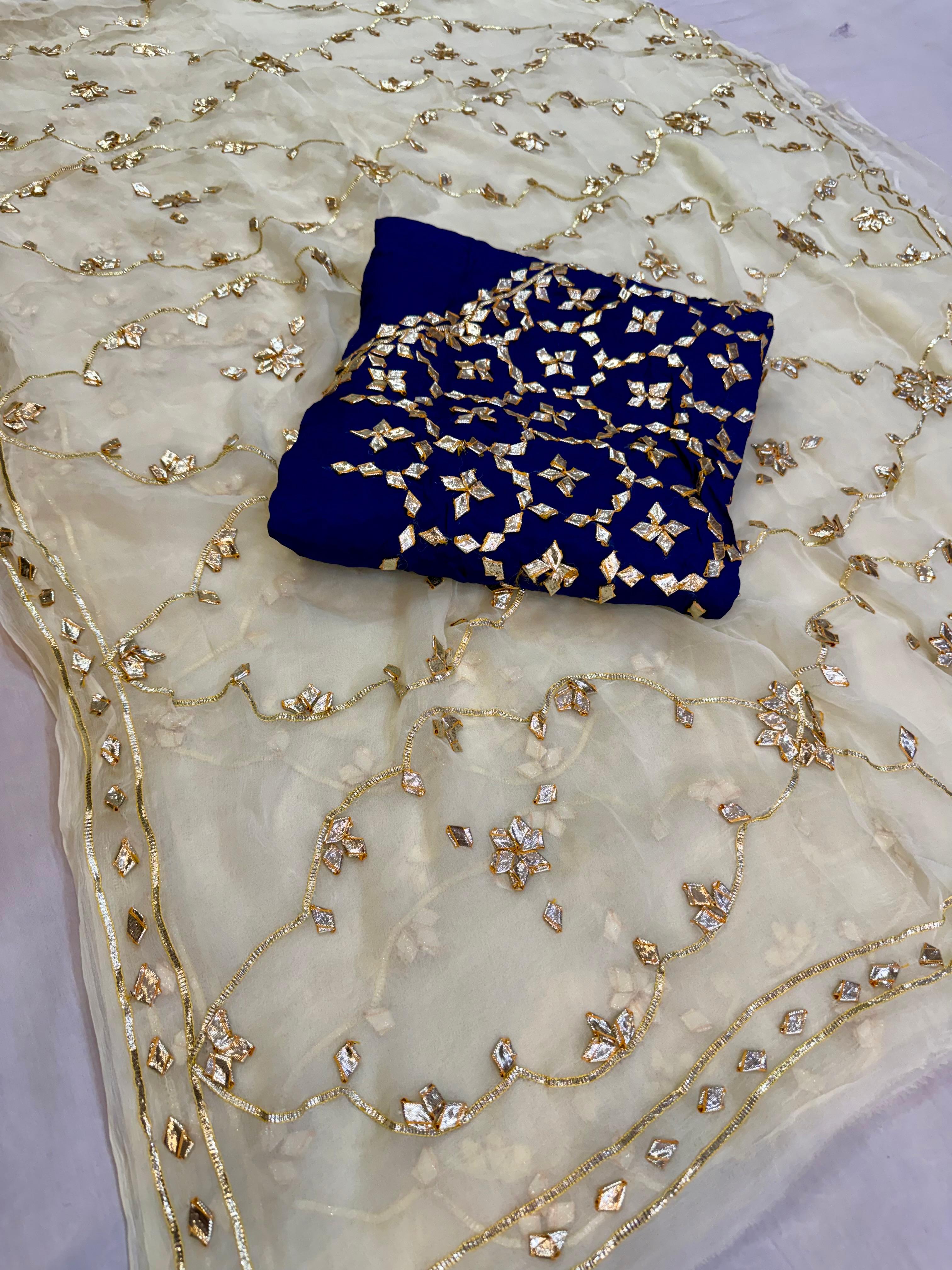 Traditional Pure Chiffon Saree With Gottapatti Work