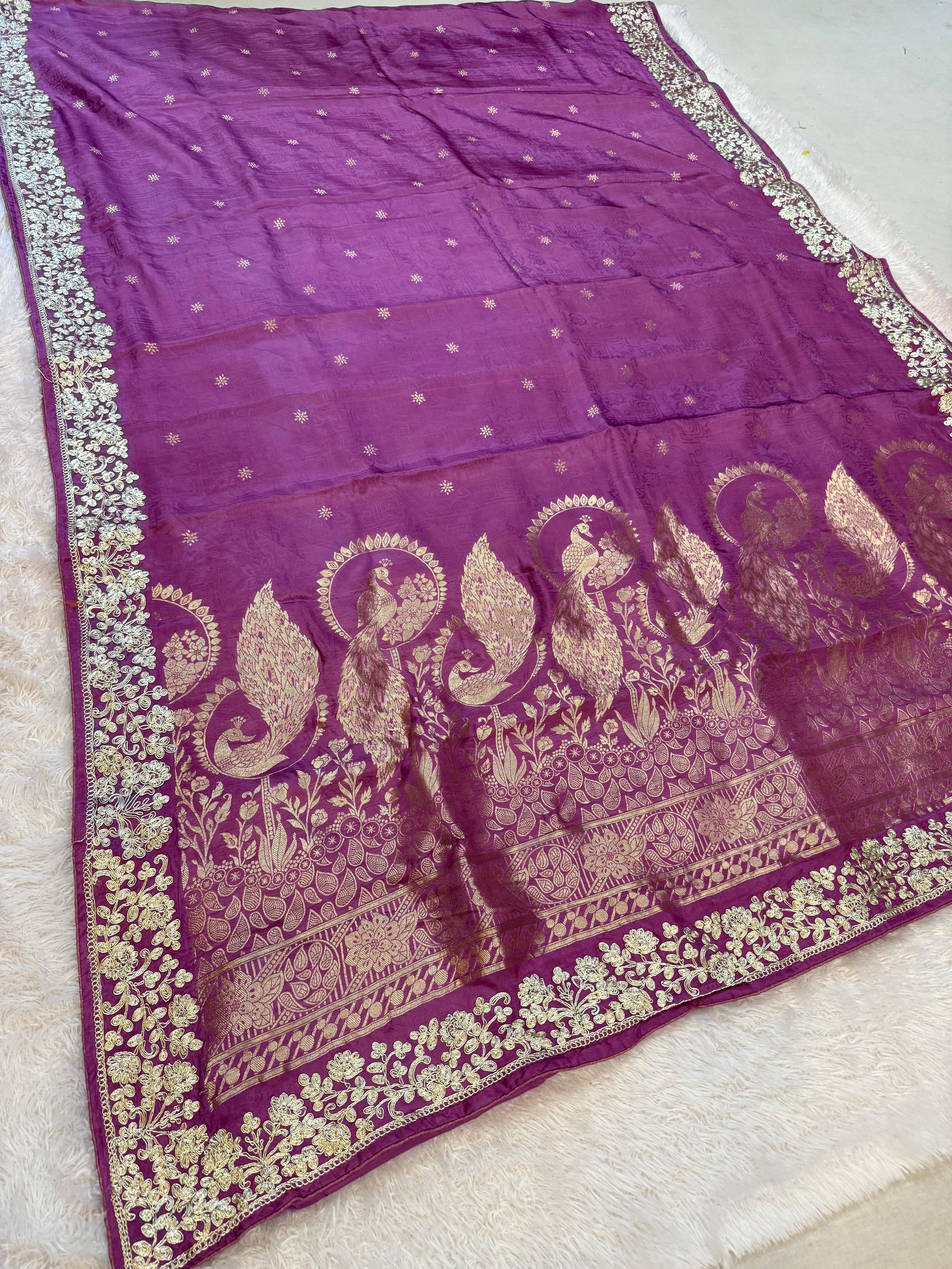 Beautiful H O Silk Saree With Pittan Work