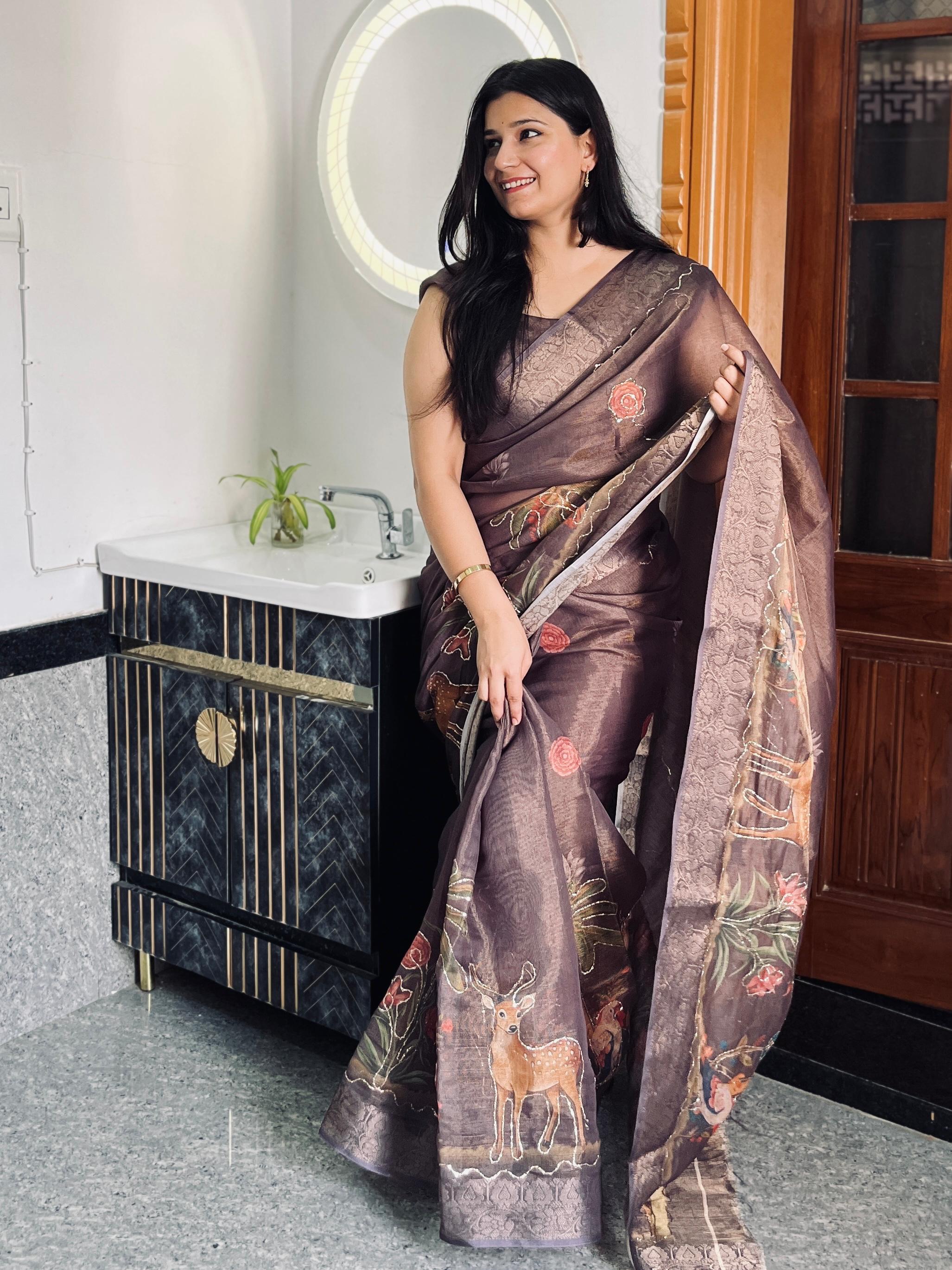 Beautiful  Fancy Tissue Saree