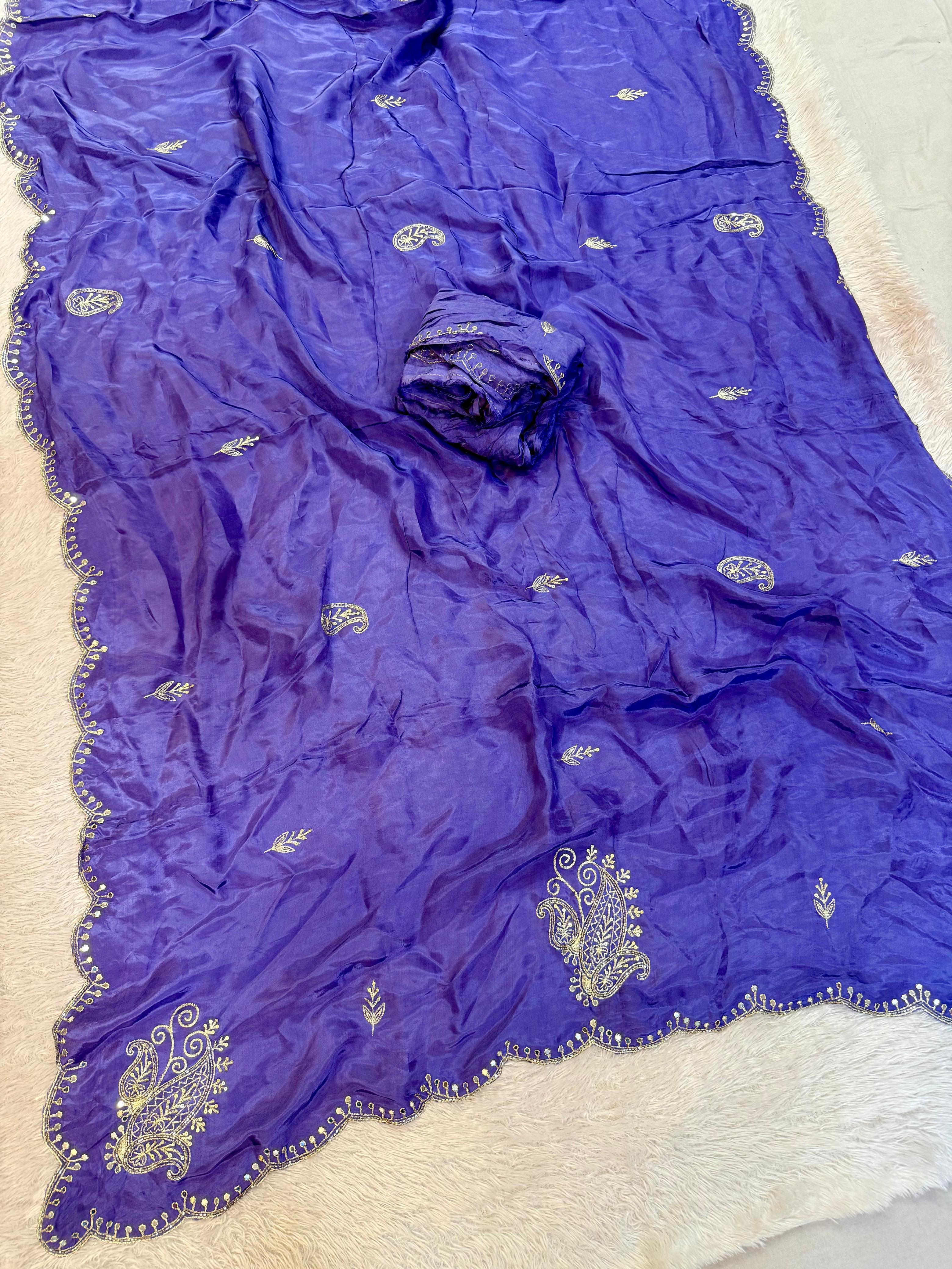 Beautiful H O Silk Saree With Handwork