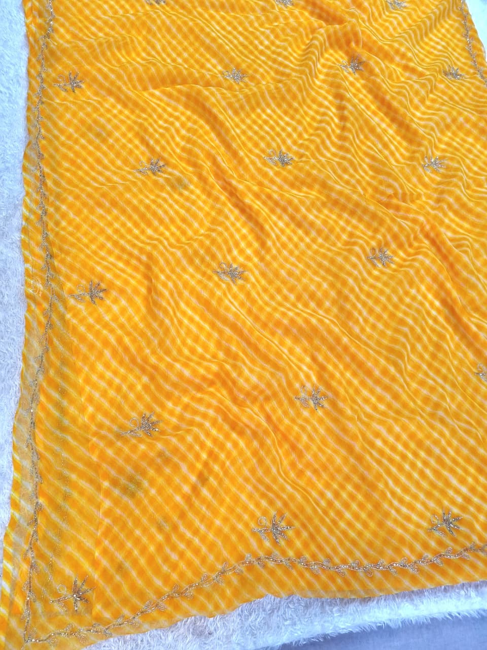 Designer Lehriya Georgette Saree with Golden Work
