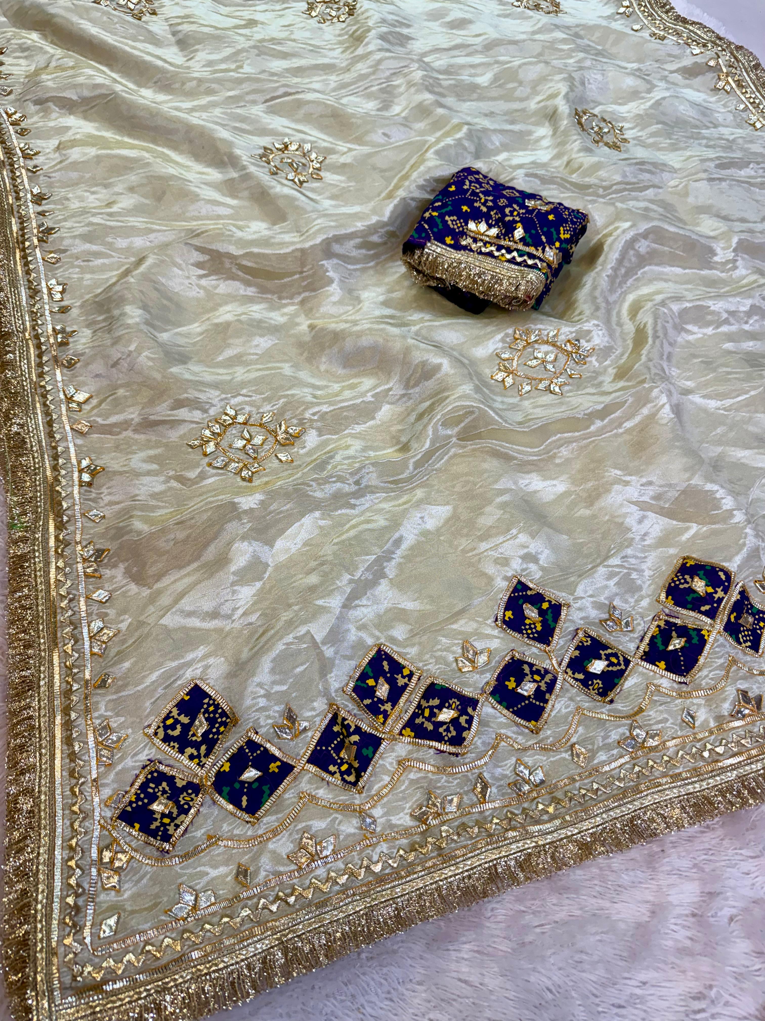 Traditional Tissue Cosmos Saree With Gottapatti Work