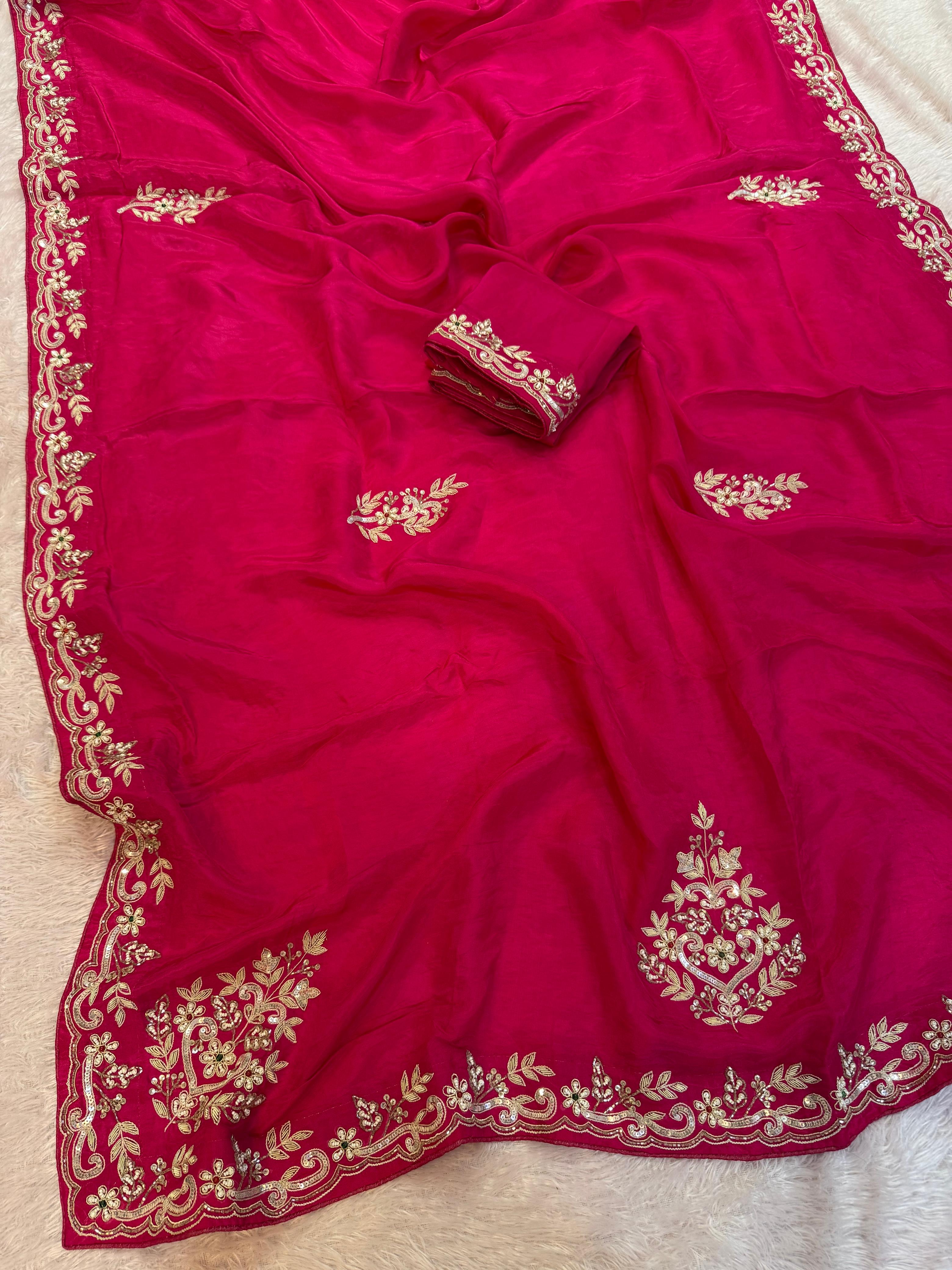 Beautiful H.O Silk Saree With Handwork