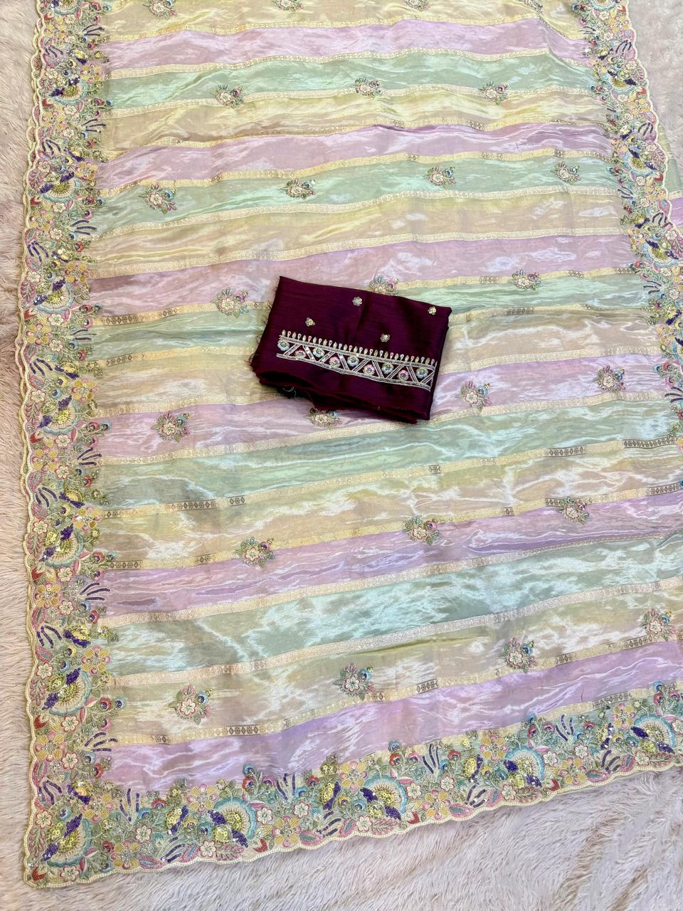Latest H.O Silk Saree With Handwork