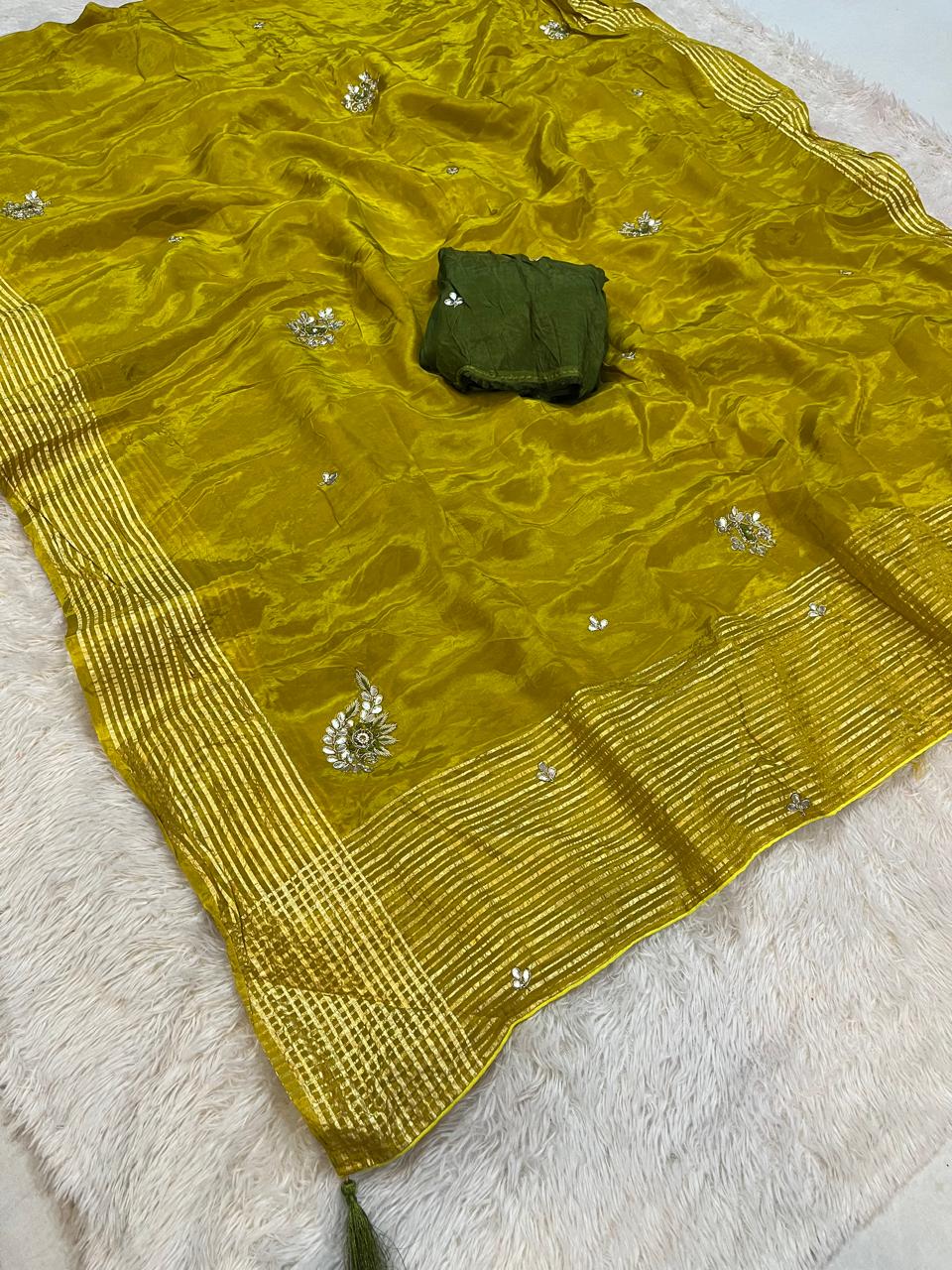 Beautiful H O Silk Saree With Handwork