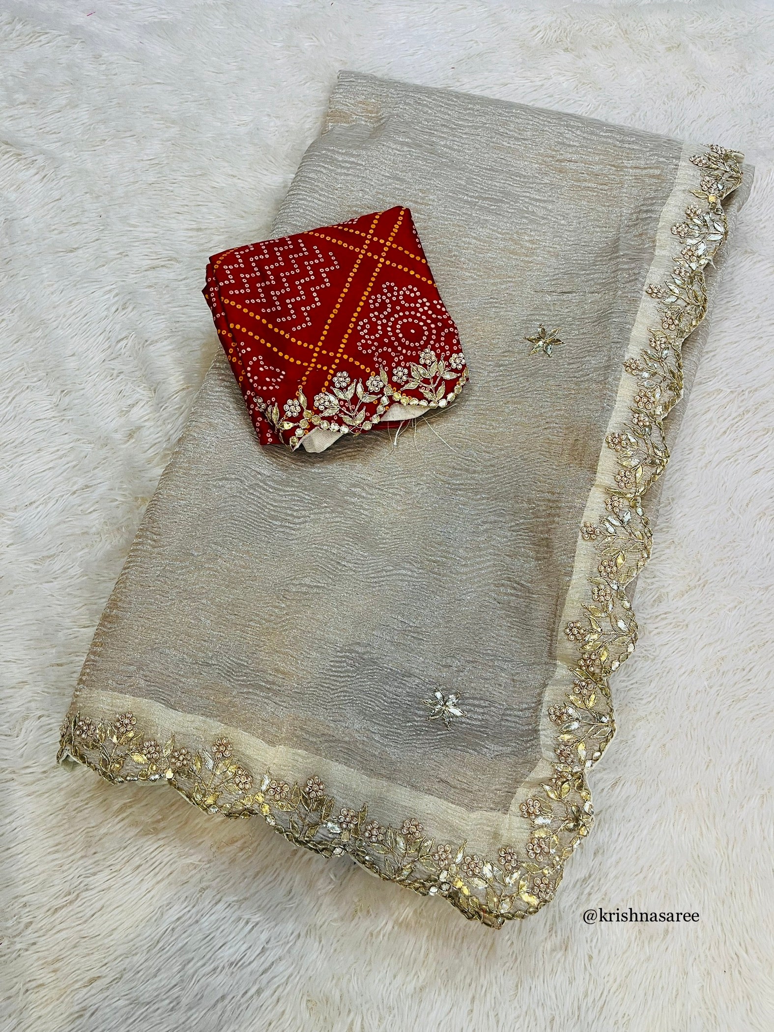 Tissue Crush With With Jaipuri Handwork