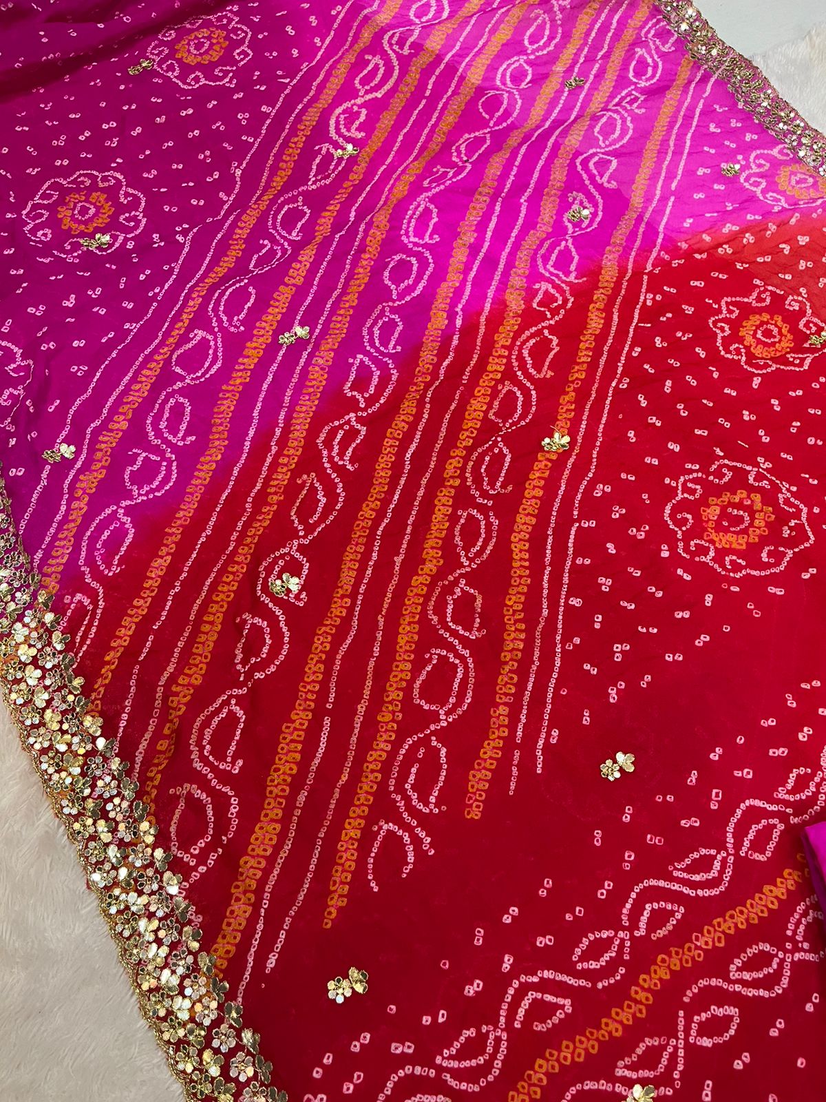 Traditional Pure Ojariya Chiffon Saree With Handwork