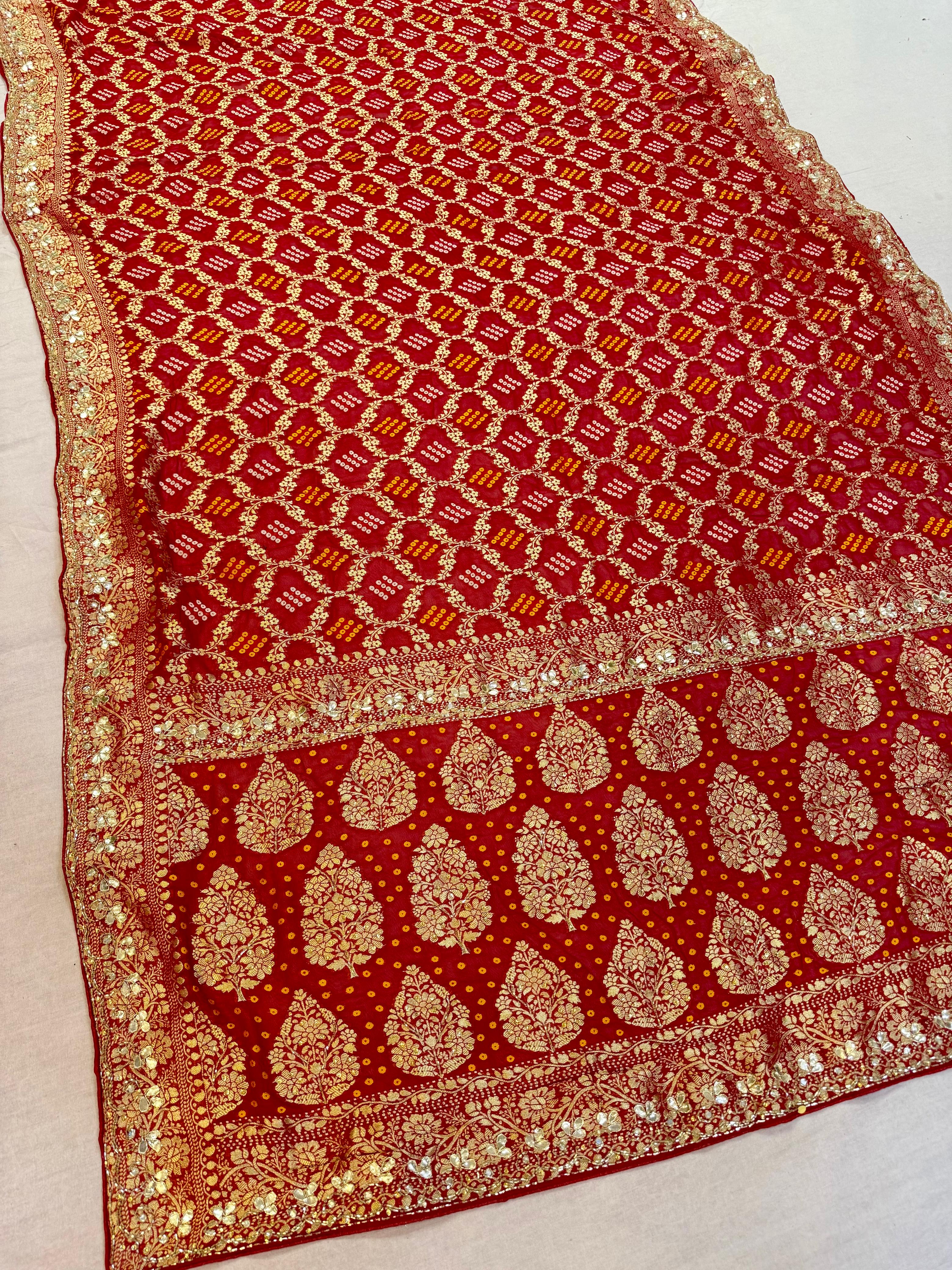 Designer Pure Georgatte Dupatta With Handwork