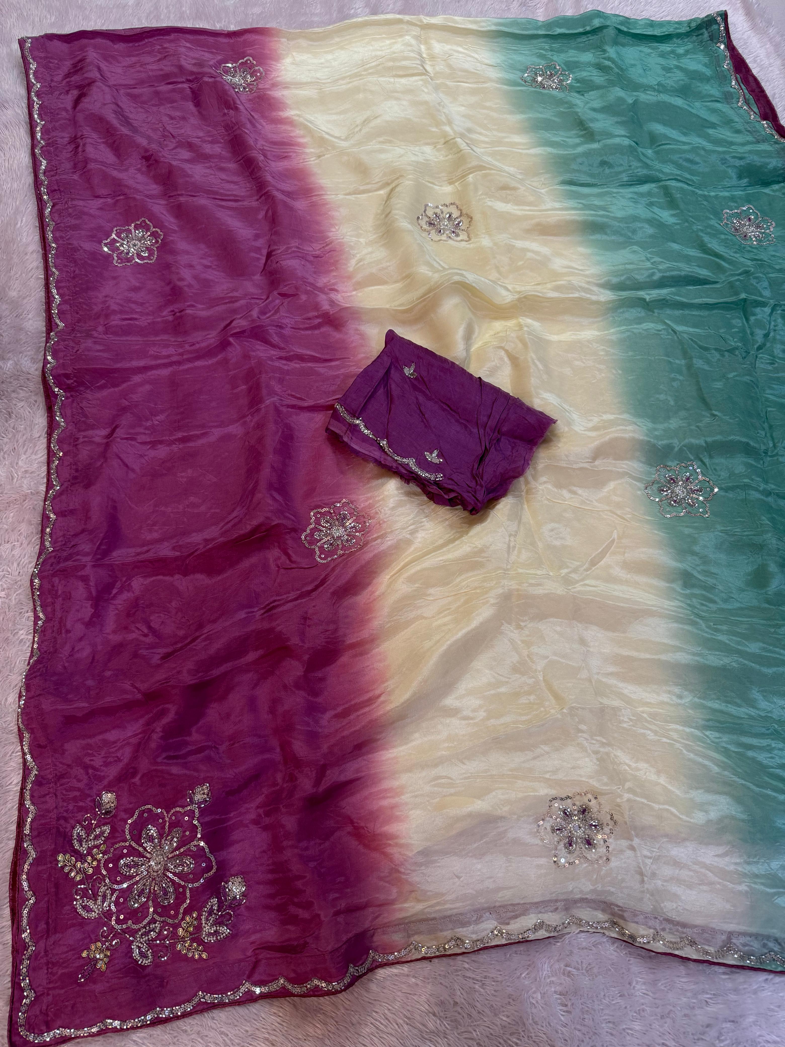 Latest H.O Silk Saree With Handwork