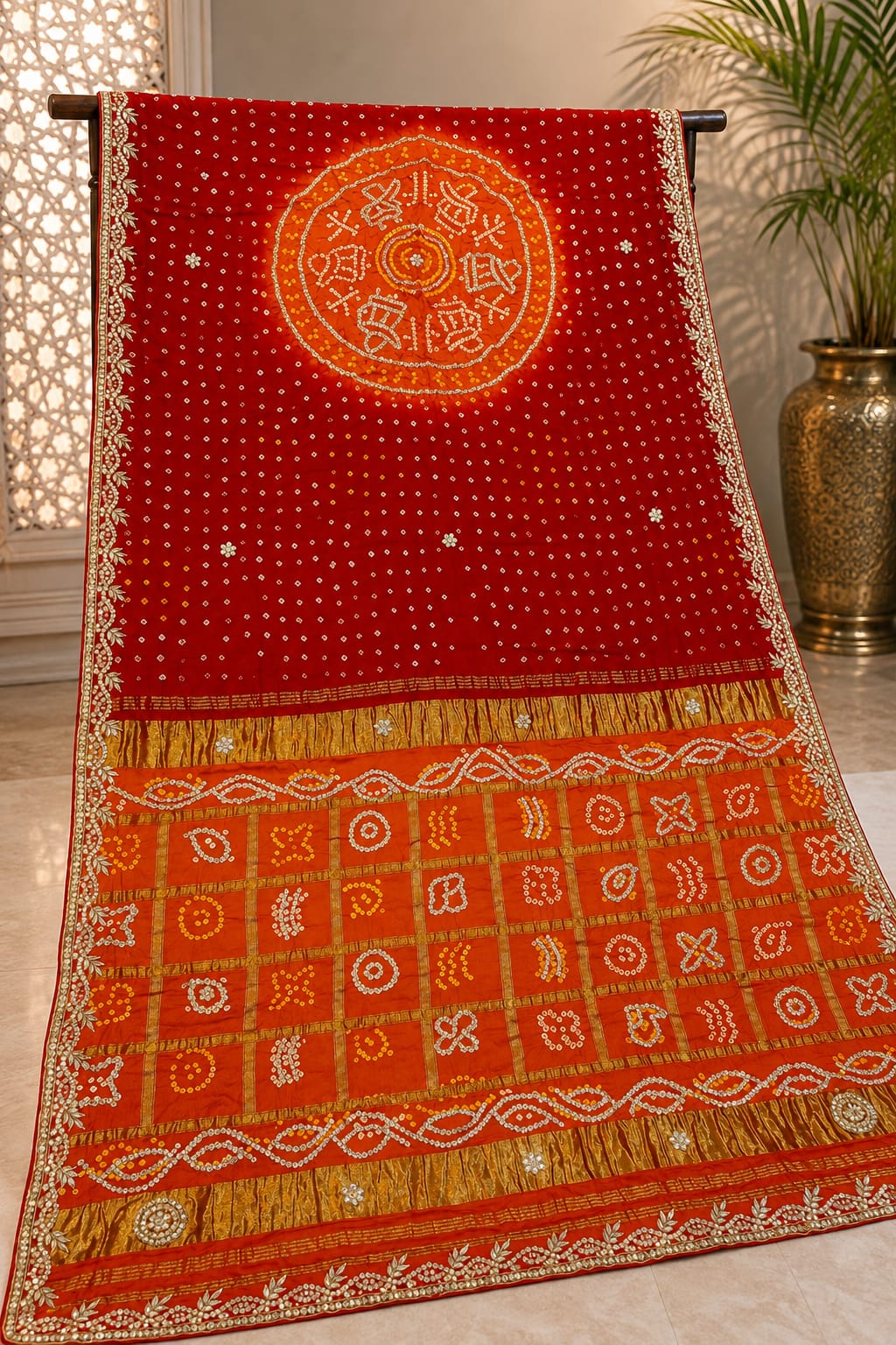 Premium Modal Gajji Silk Bandhani Saree with Zari Border