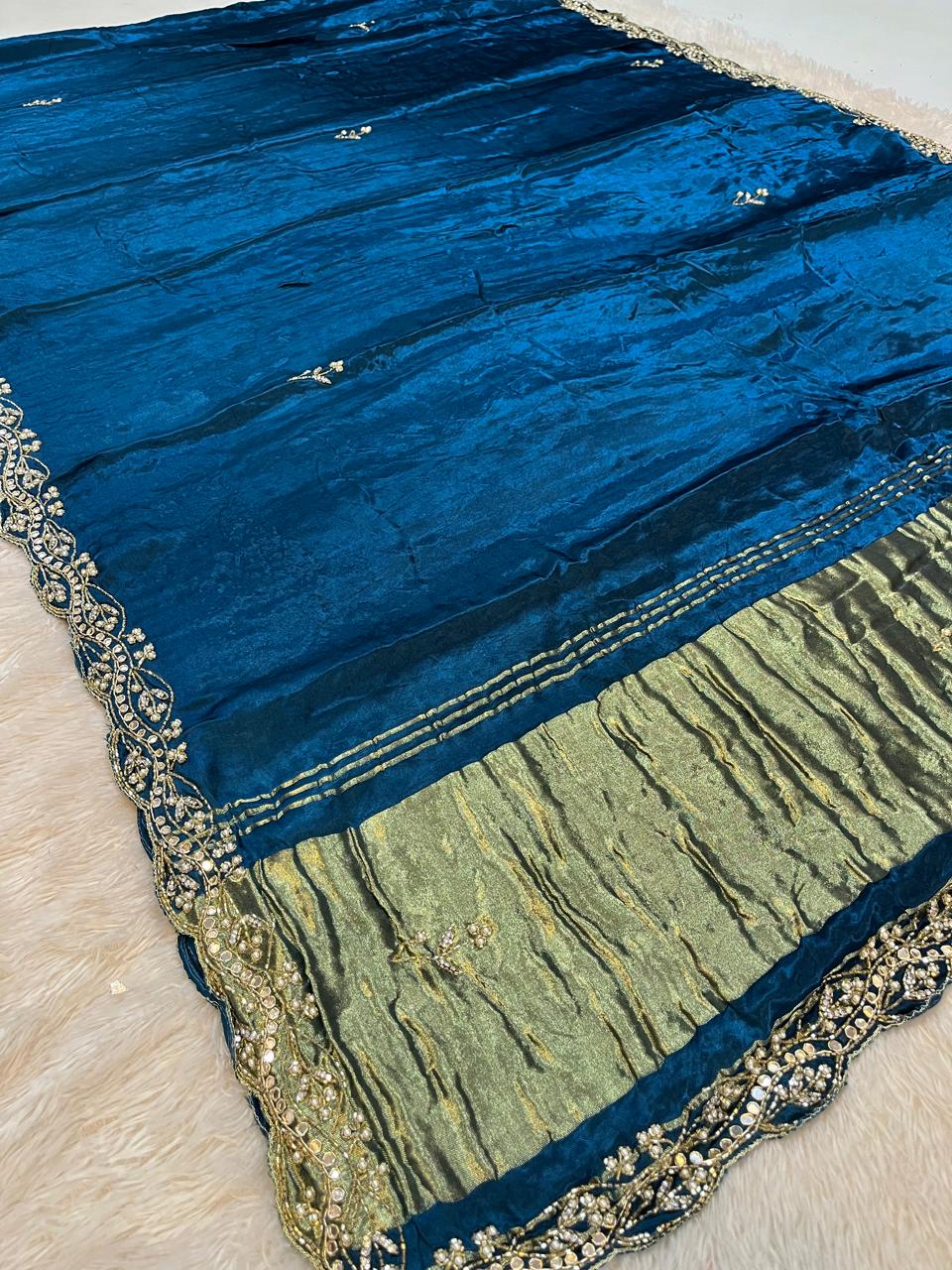 Pure Gajji Silk Saree With Handwork Border